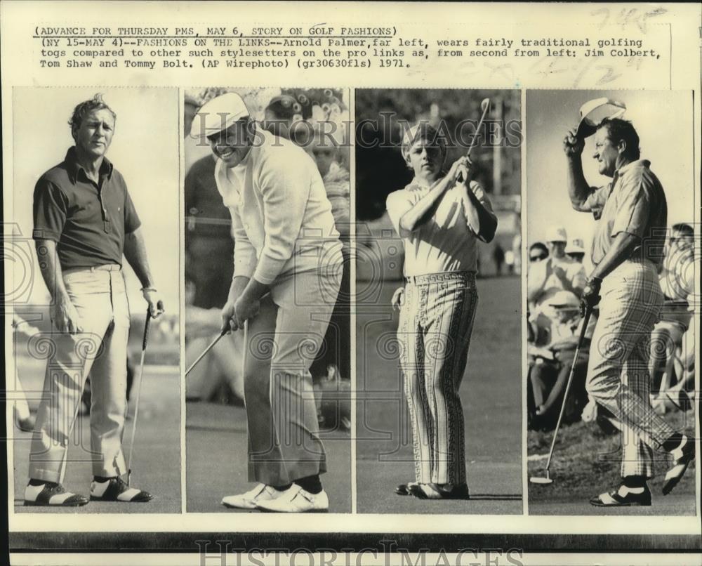1971 Press Photo Arnold Palmer and other more style-concious pro golfers