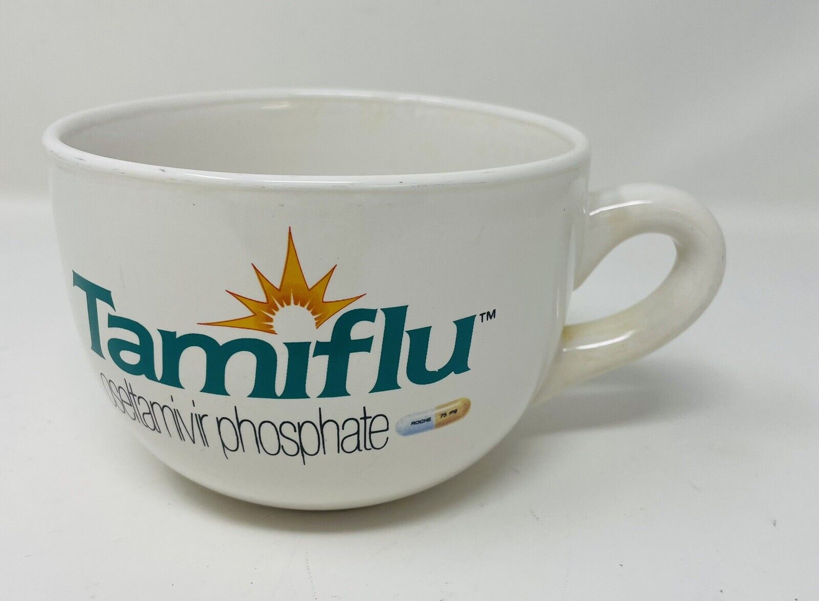 RARE Tamiflu Pharmaceutical Medical Advertising Jumbo Coffee Mug Bowl XL 24 oz
