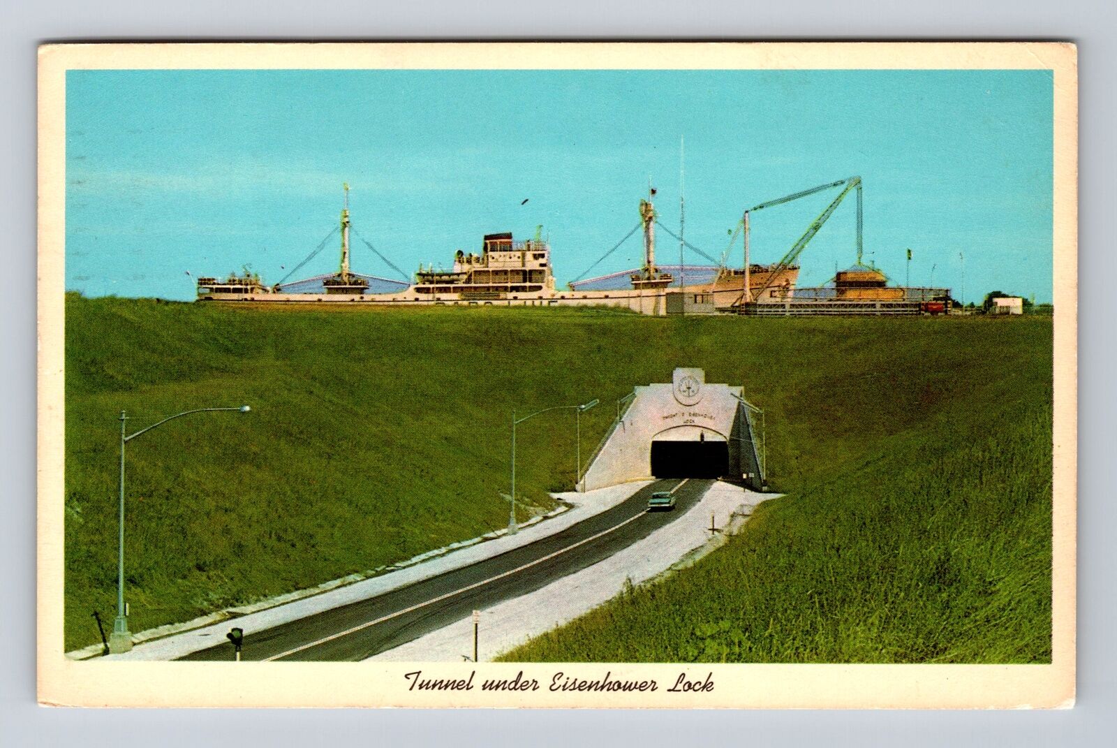 Massena NY-New York, Eisenhower Lock, St Lawrence River Antique Vintage Postcard