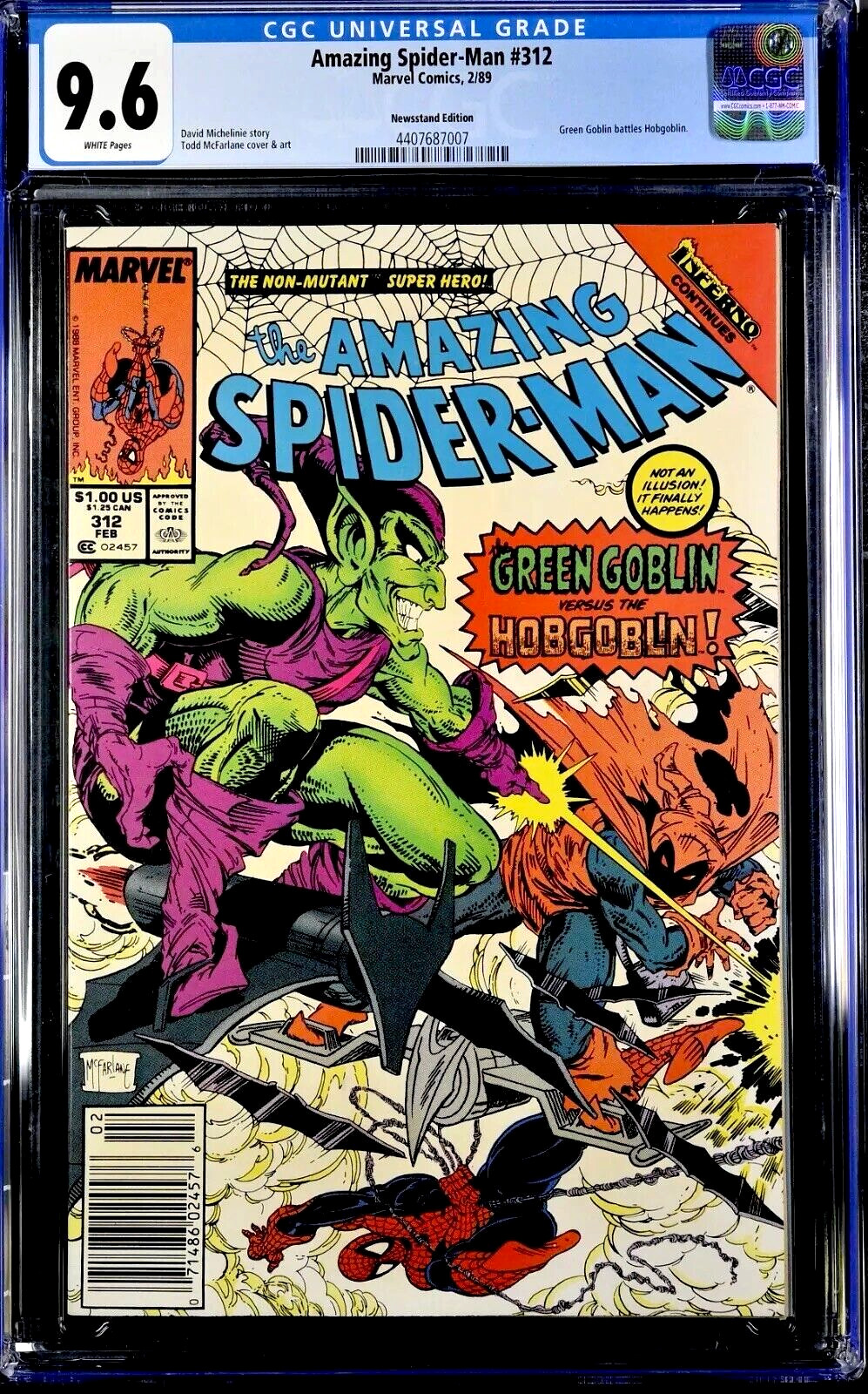 🕷Amazing Spider-Man #312~CGC 9.6 White~Todd McFarlane~Newsstand~Green Goblin