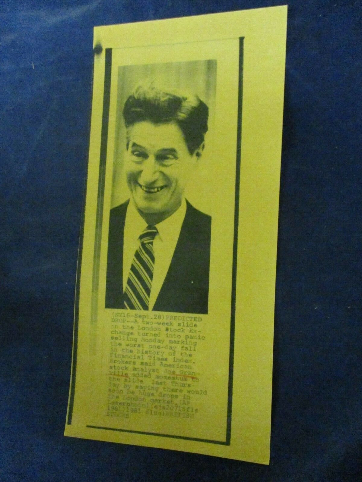 1981 Joe Granville stock exchange \'predicted drop\' Vintage Wire Press Photo