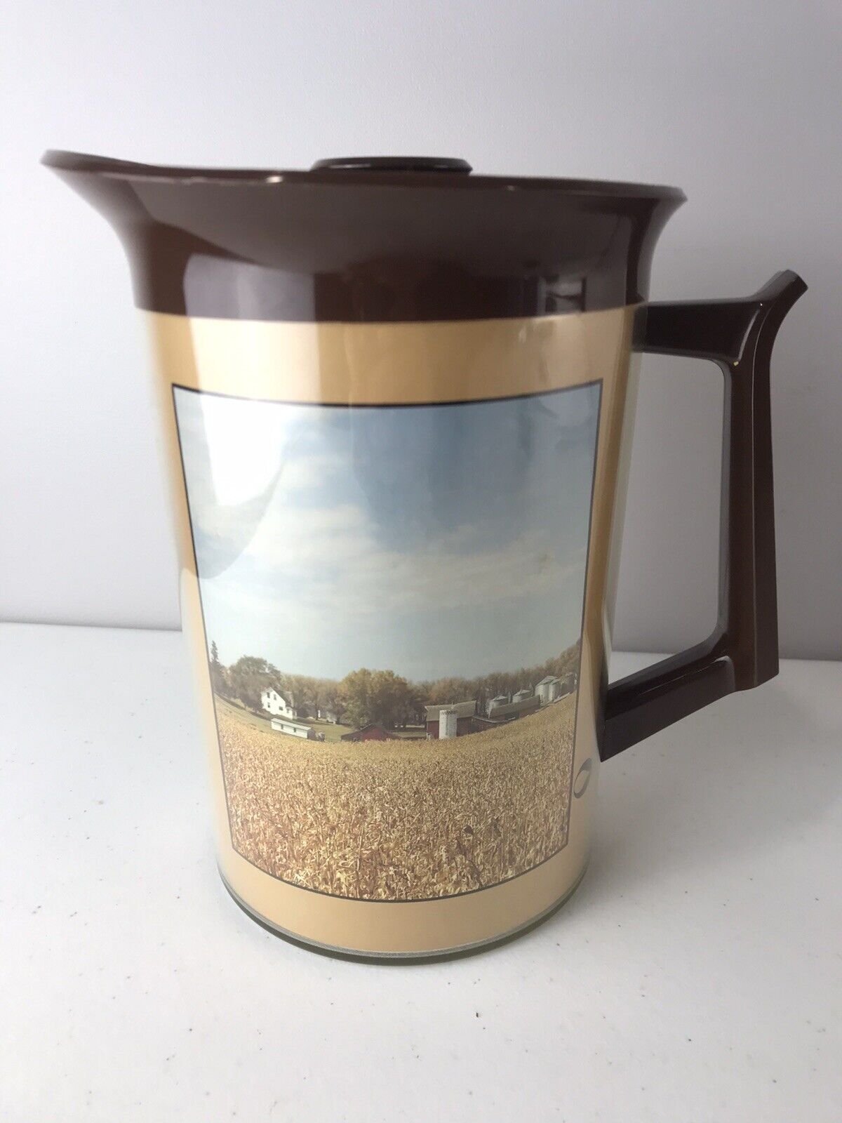 Vintage Thermo Serv Insulated Pitcher Cargill Seed Farm Scene