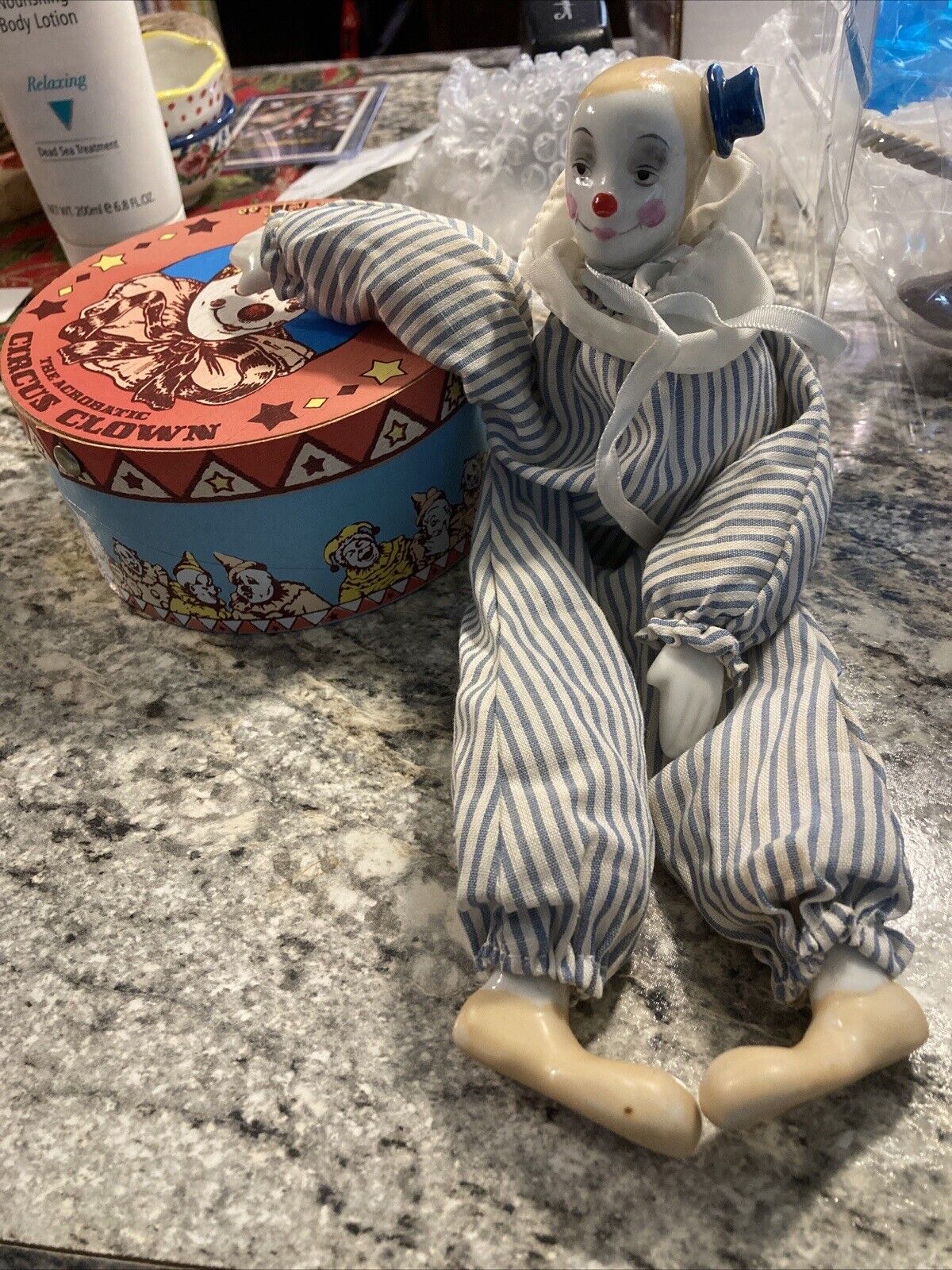 Vintage Enesco Flippy Circus Clown Ceramic Figurine In Original Box (1983)