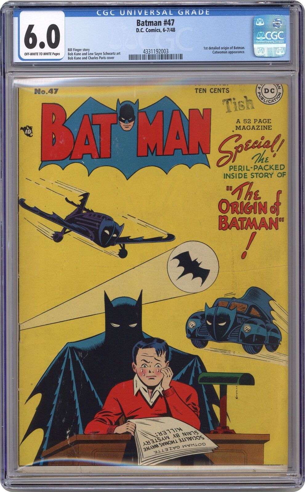 Batman #47 CGC 6.0 1948 4331192003 1st detailed Batman origin