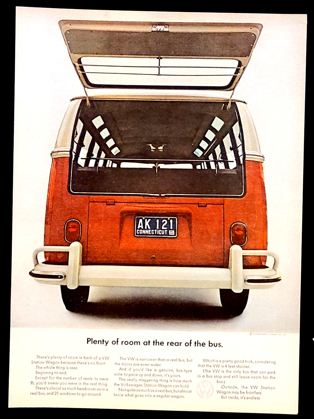 Volkswagen Bus Station Wagon Original 1964 Vintage Print AD