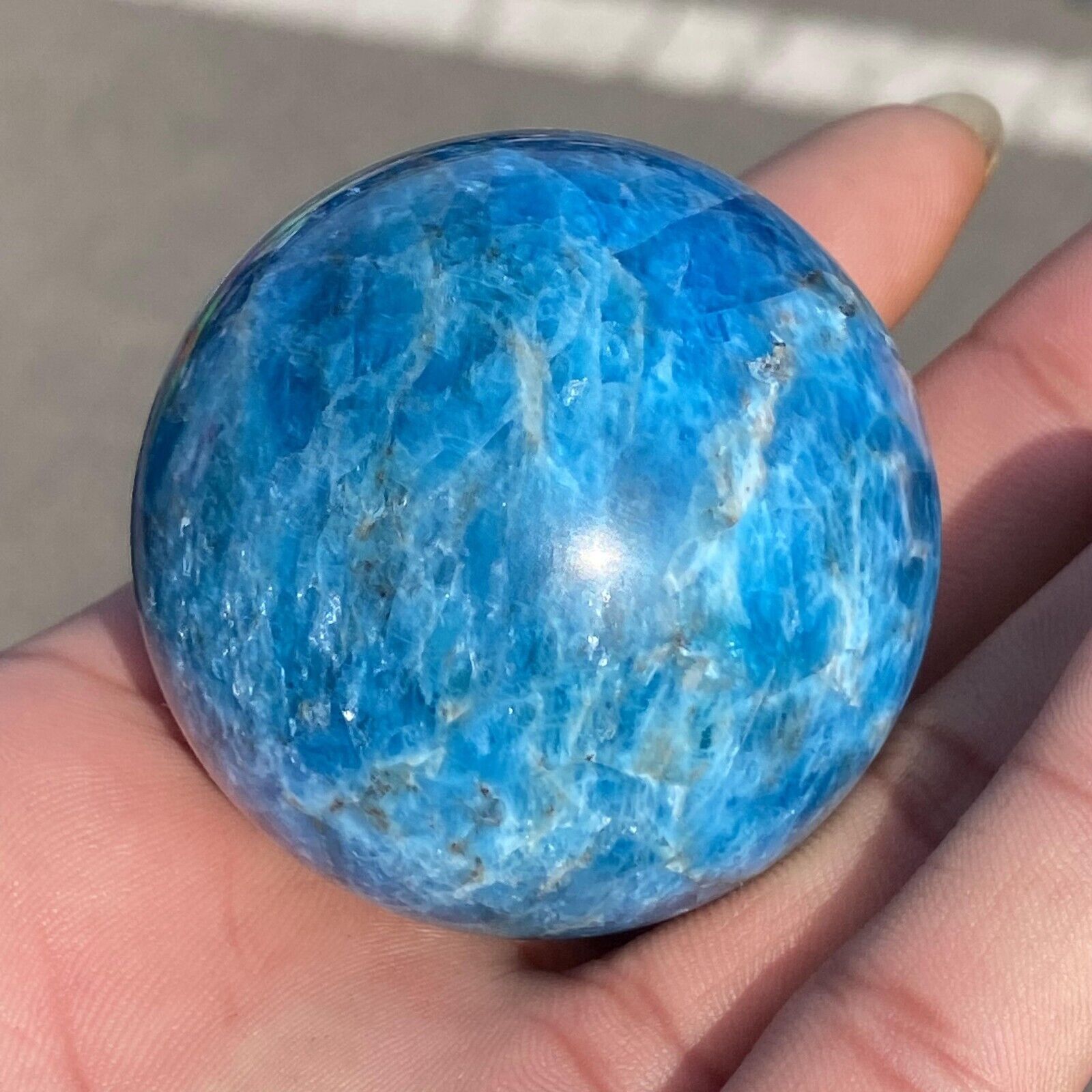 1pc Natural Blue Apatite Ball Sphere Quartz Crystal Mineral Reike Healing 45mm+