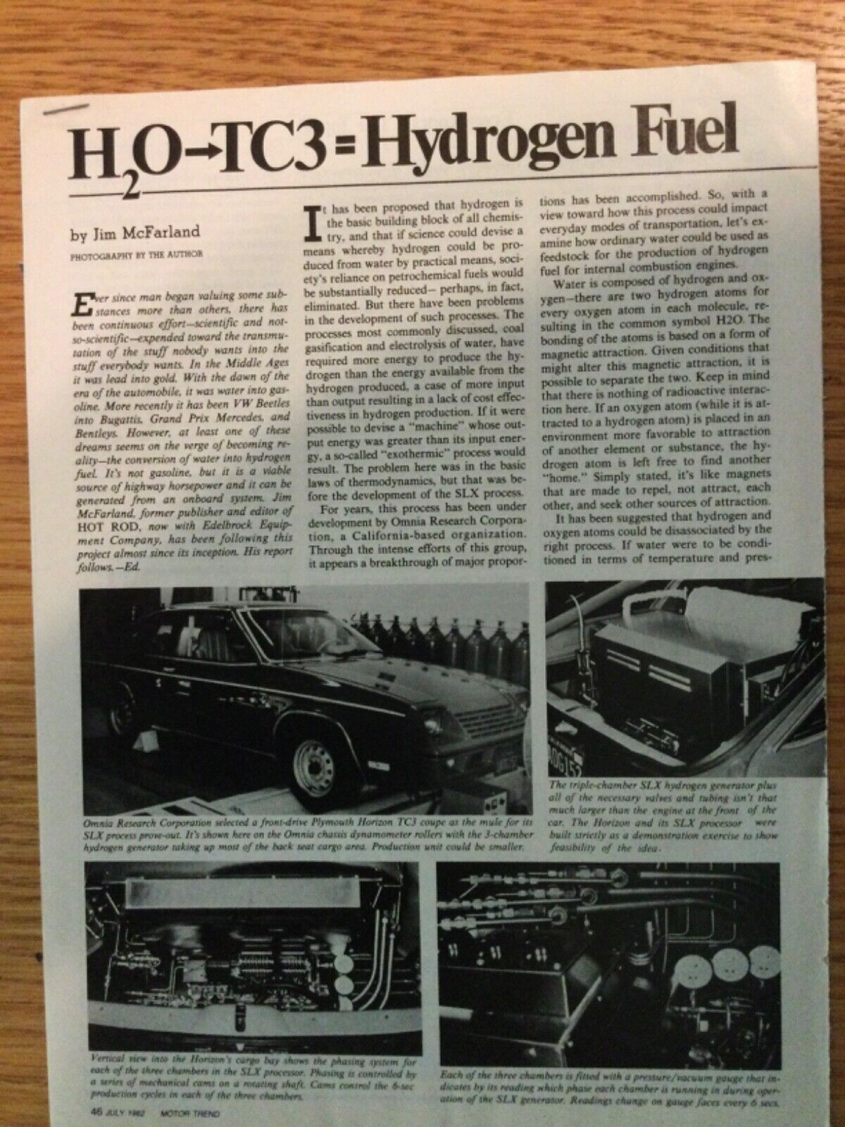 ENG34 Article H2O   TC3 = Hydrogen Fuel SLX Generator Jul 1982 3 page