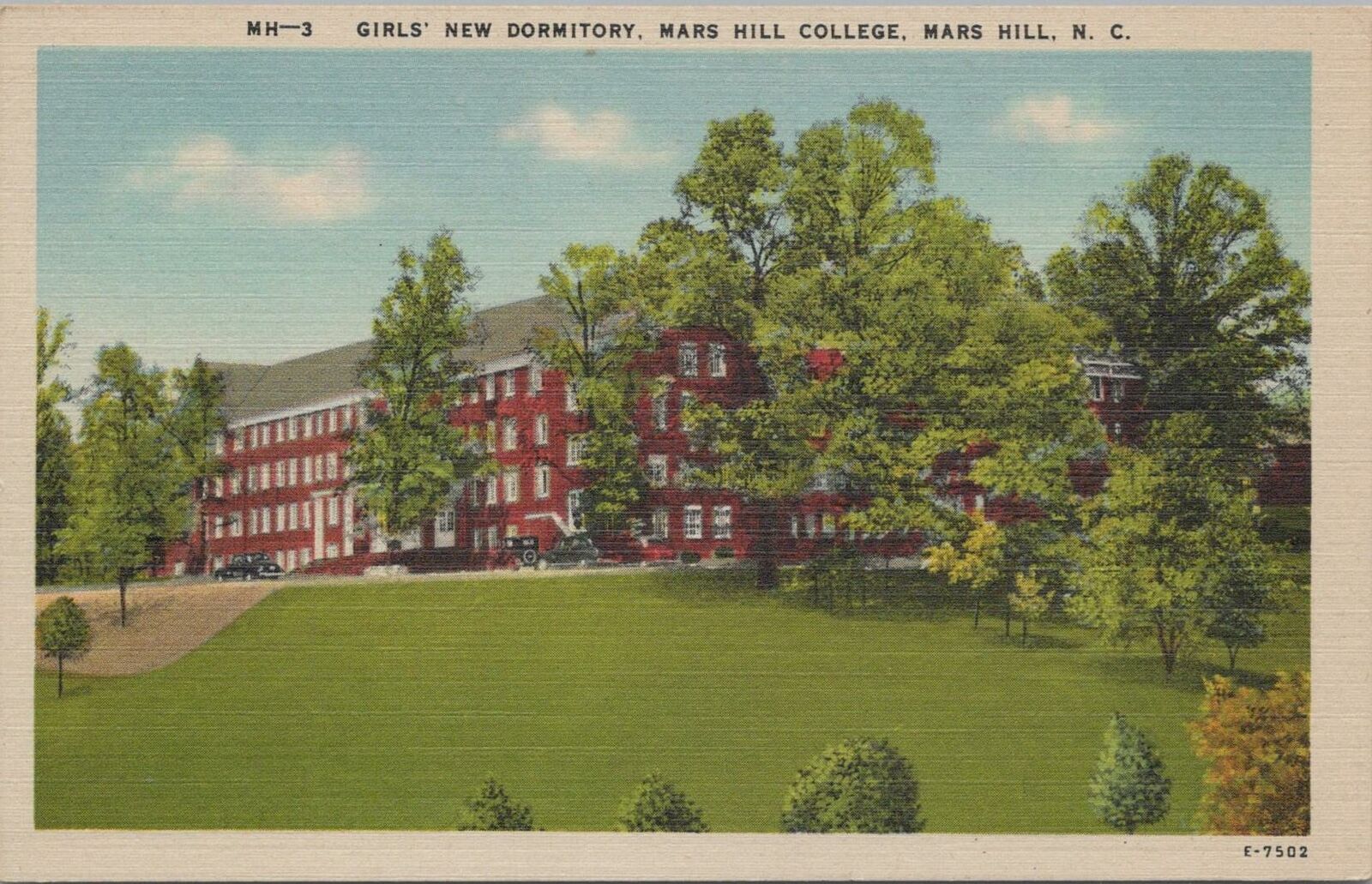 Postcard Girls' New Dorm Mars Hill College Mars Hill NC 