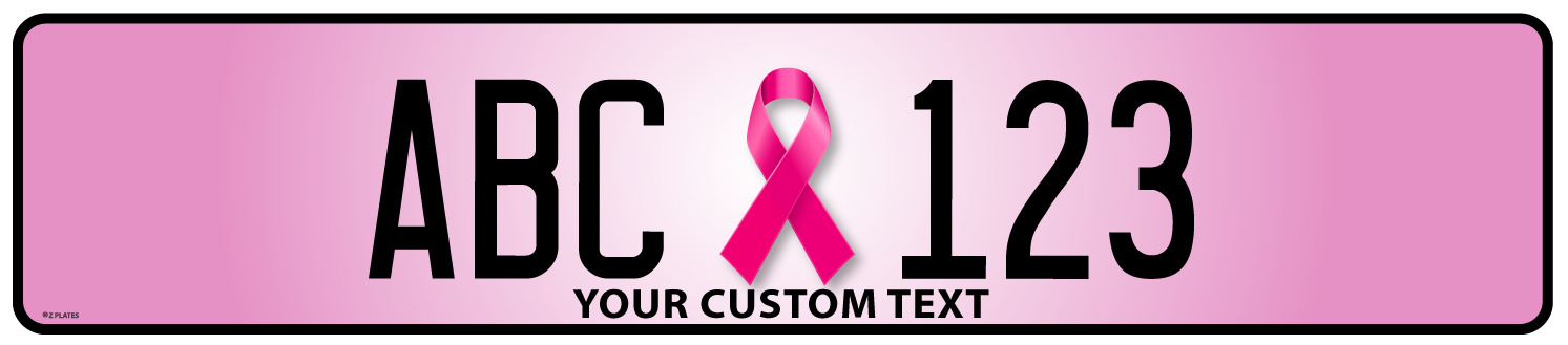 Breast Cancer Awareness Custom Euro Style License Plate (Center Design)