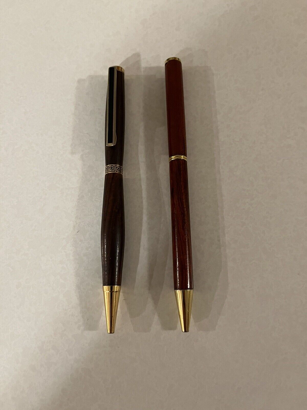 2 Handmade Brown Wooden Ink Pens Twist Action