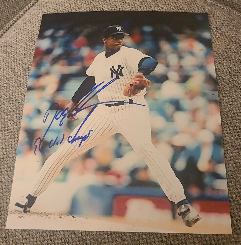 DOC GOODEN SIGNED 8X10 PHOTO NEW YORK YANKEES 1996 WS INSCRIBED W/COA+ PROOF 