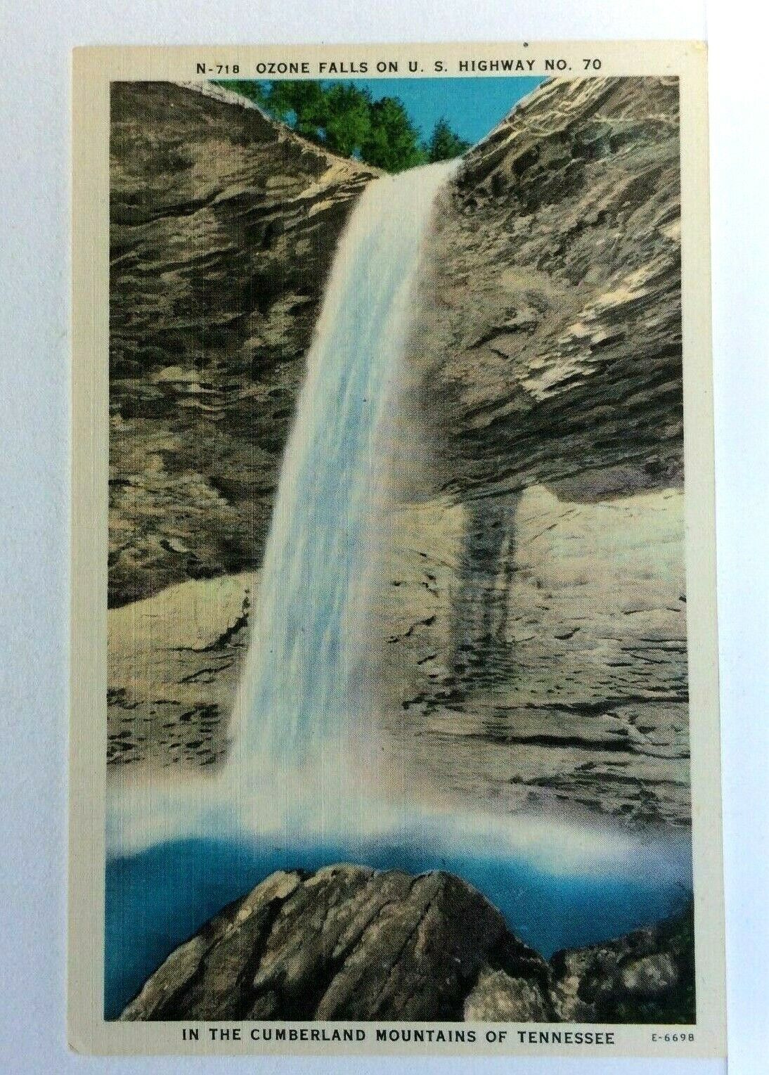Tennessee Cumberland Mountains Ozone Falls Linen Vintage Postcard