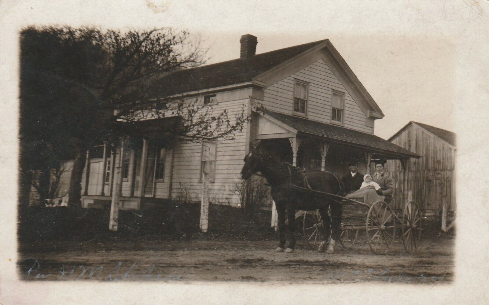 Family in Horse Buggy Rig McClure Snyder County PA rppc