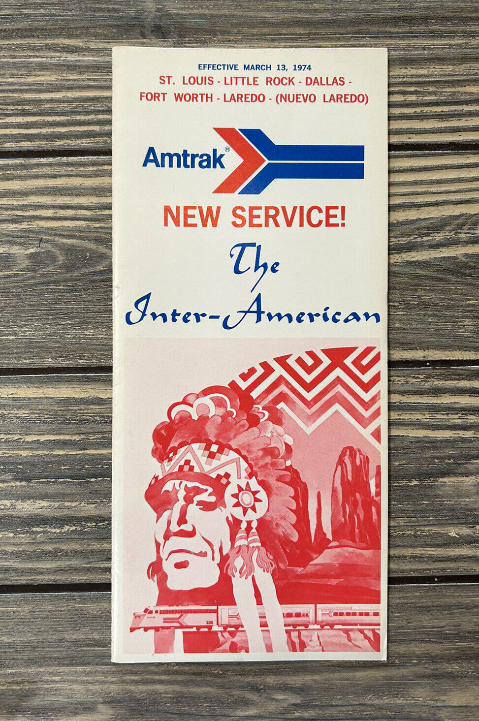 Vintage 1974 March 13 Amtrak St. Louis Little Rock Dallas Schedule Timetable