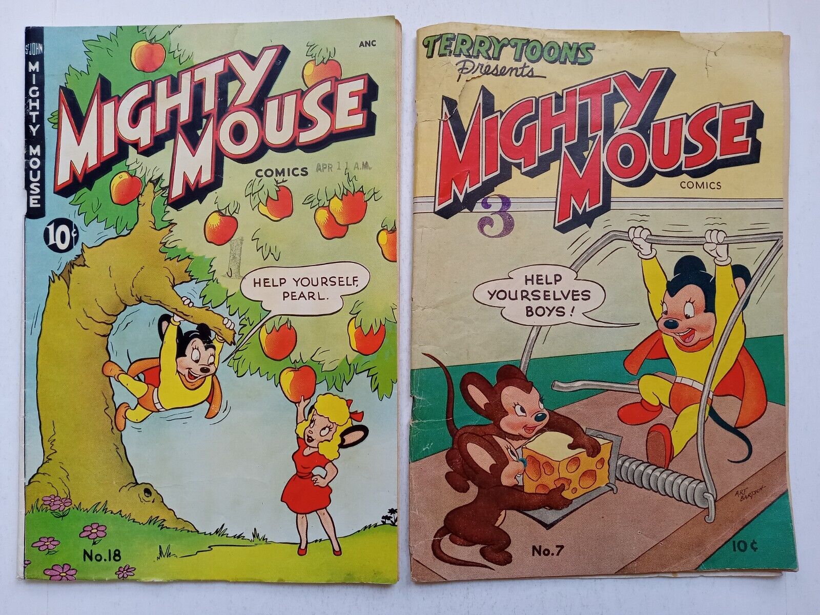 St John Mighty Mouse Comic #7 #18 Golden Age 1948 1950 Lot Paul Terry Terrytoons