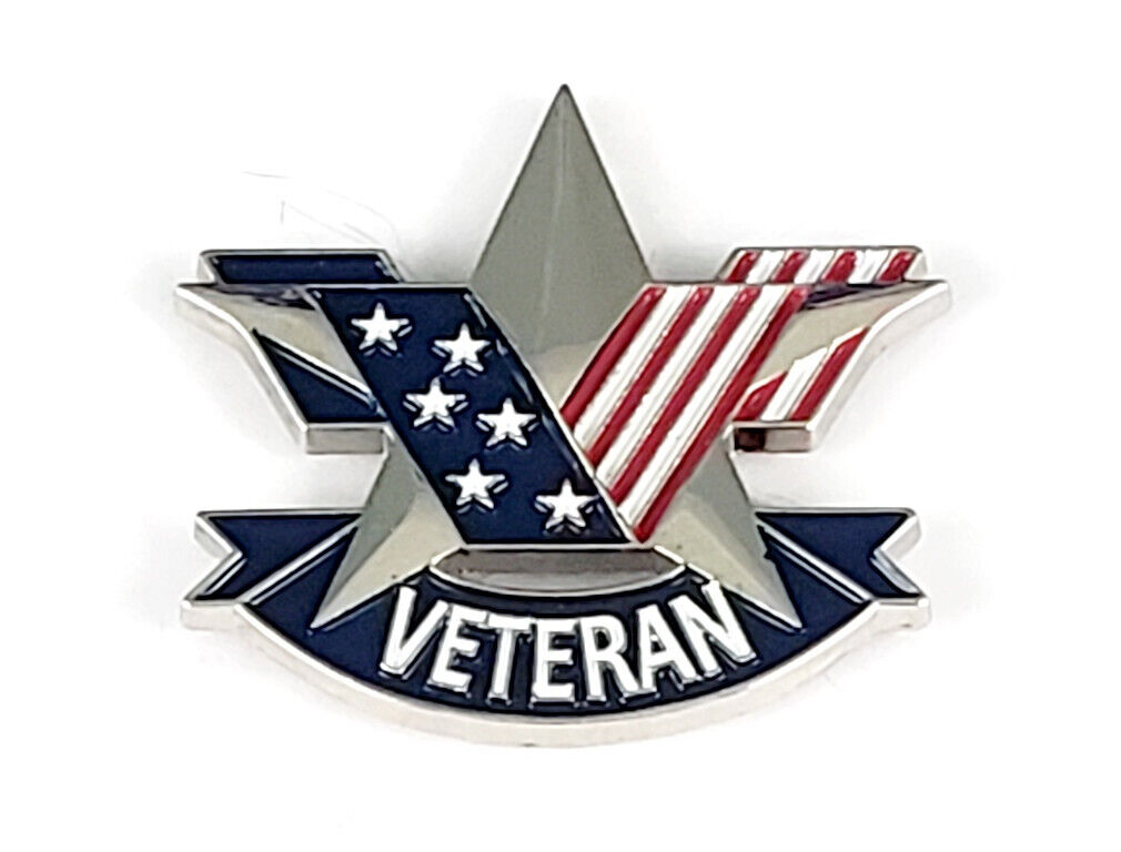 Deluxe Silver Star Veteran USA flag hat lapel pin Veteran's Day Military 7325SLV