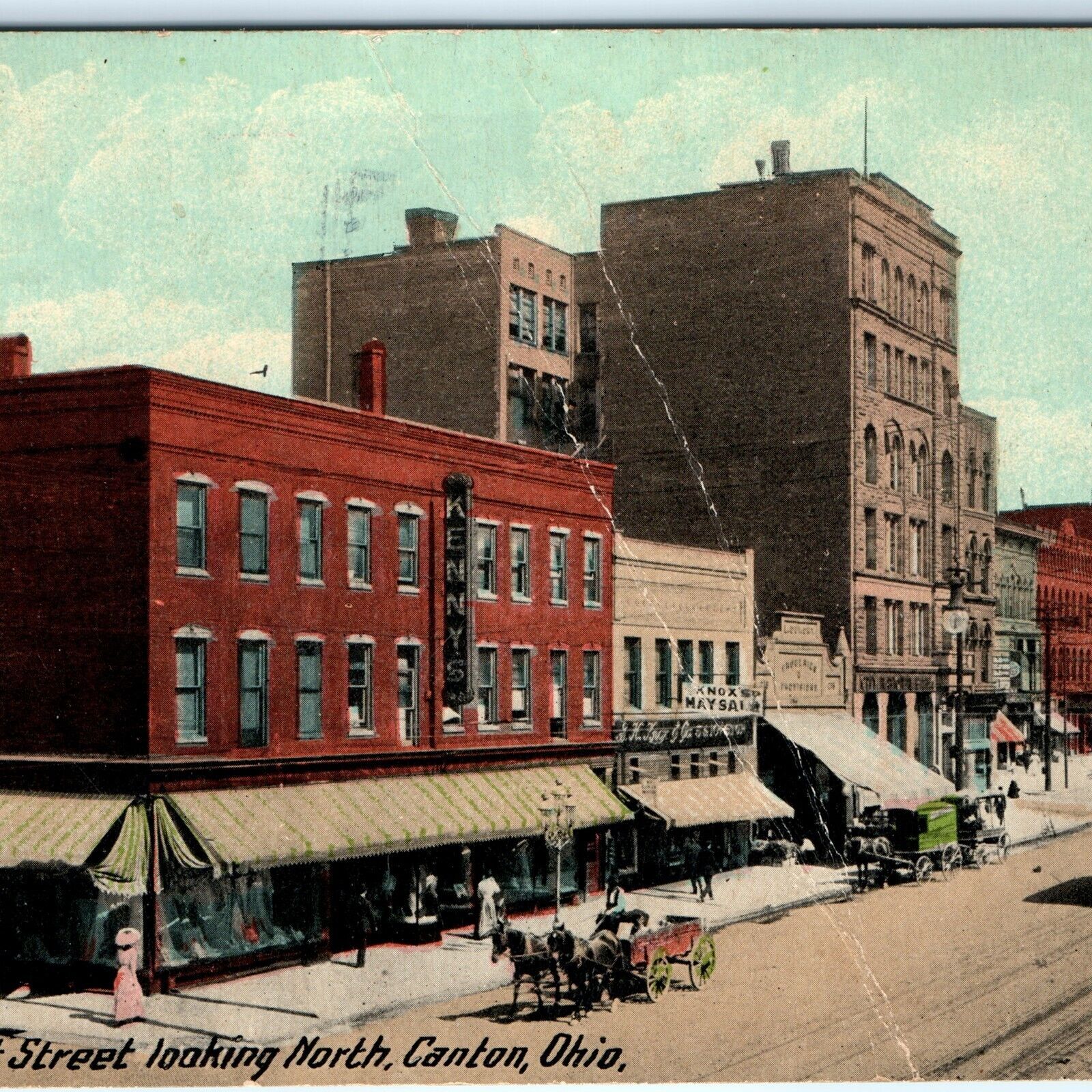 c1910s Canton, OH South Market St Looking North Downtown Car Postcard Main A101