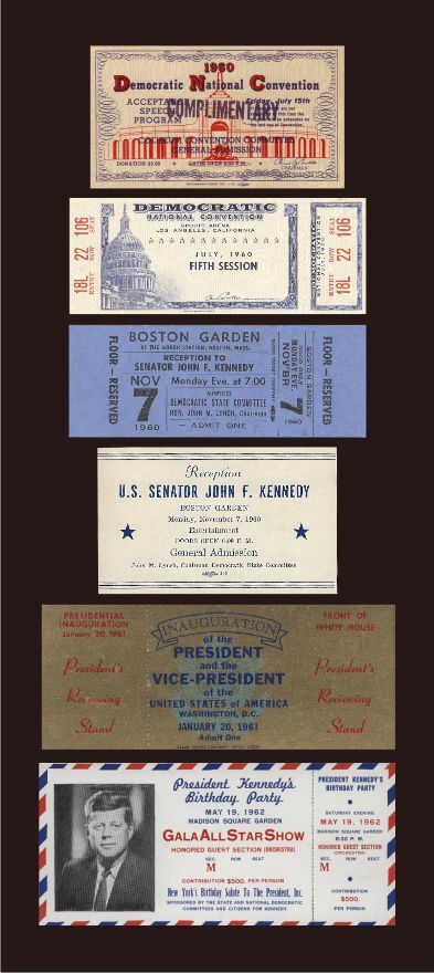 6 1960-62 JFK JOHN F KENNEDY tickets  democratic scrapbooking  ephemera reprints