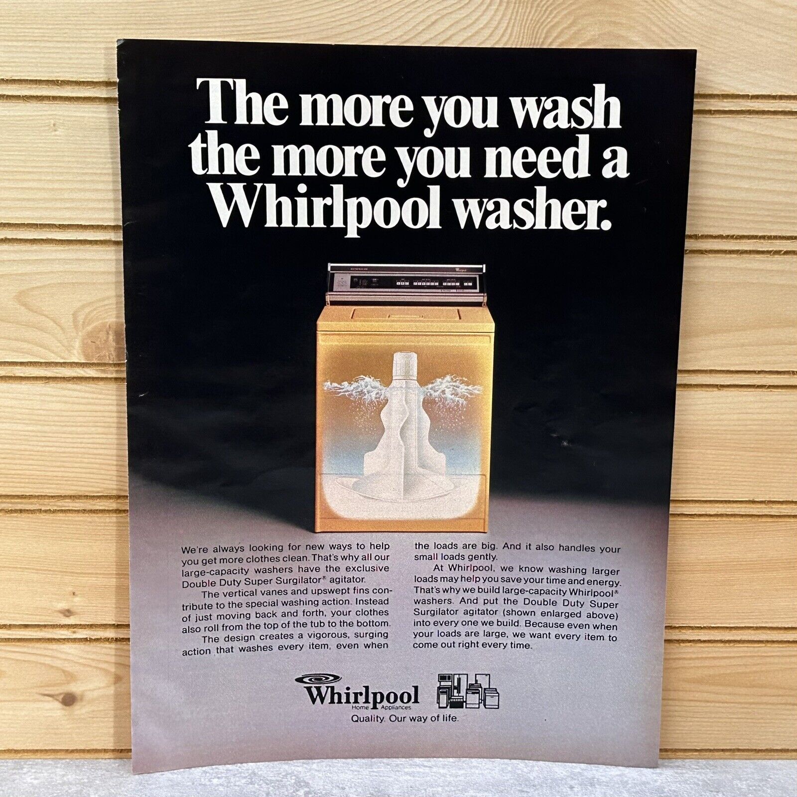 Vintage 1981 Whirlpool Washing Machine Print Ad Super Surgilator Agitator