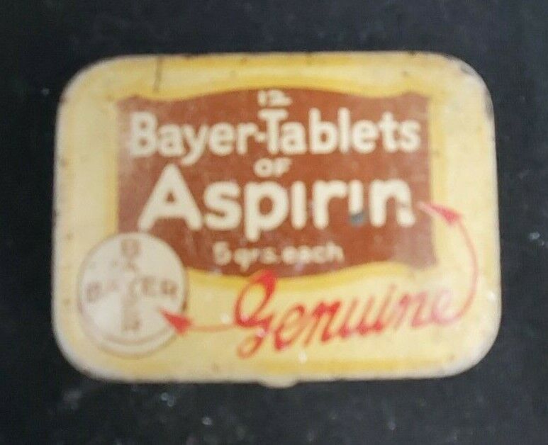 VINTAGE Genuine Bayer-Tablets of Aspirin 12 Count Empty Tin Made in U.S.A