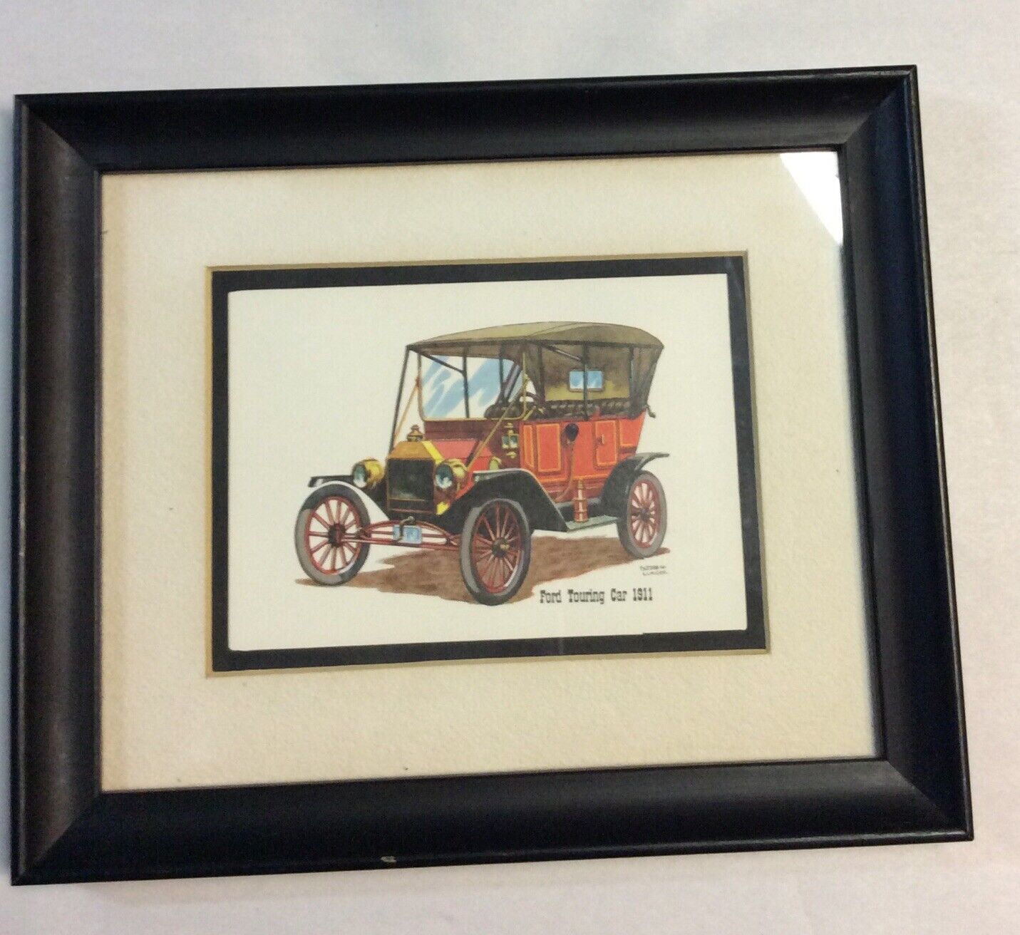 VTG Framed Print Ford Touring Car 1911 by Frederick Elmiger Wall Art 7.5” X9”