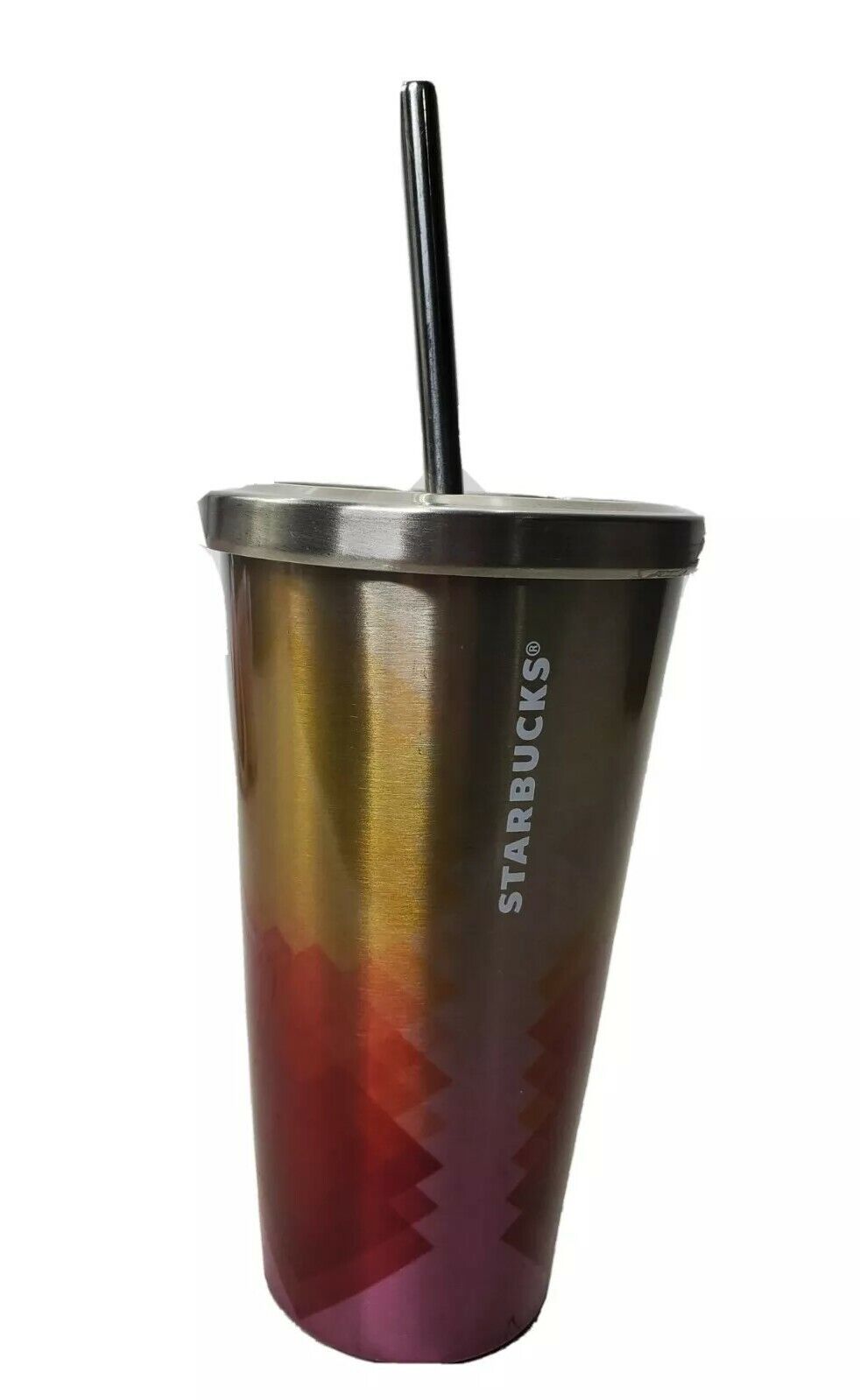 Starbucks Pink Triangle Abstract Gradient Stainless Steel Cold Cup Tumbler 16Oz