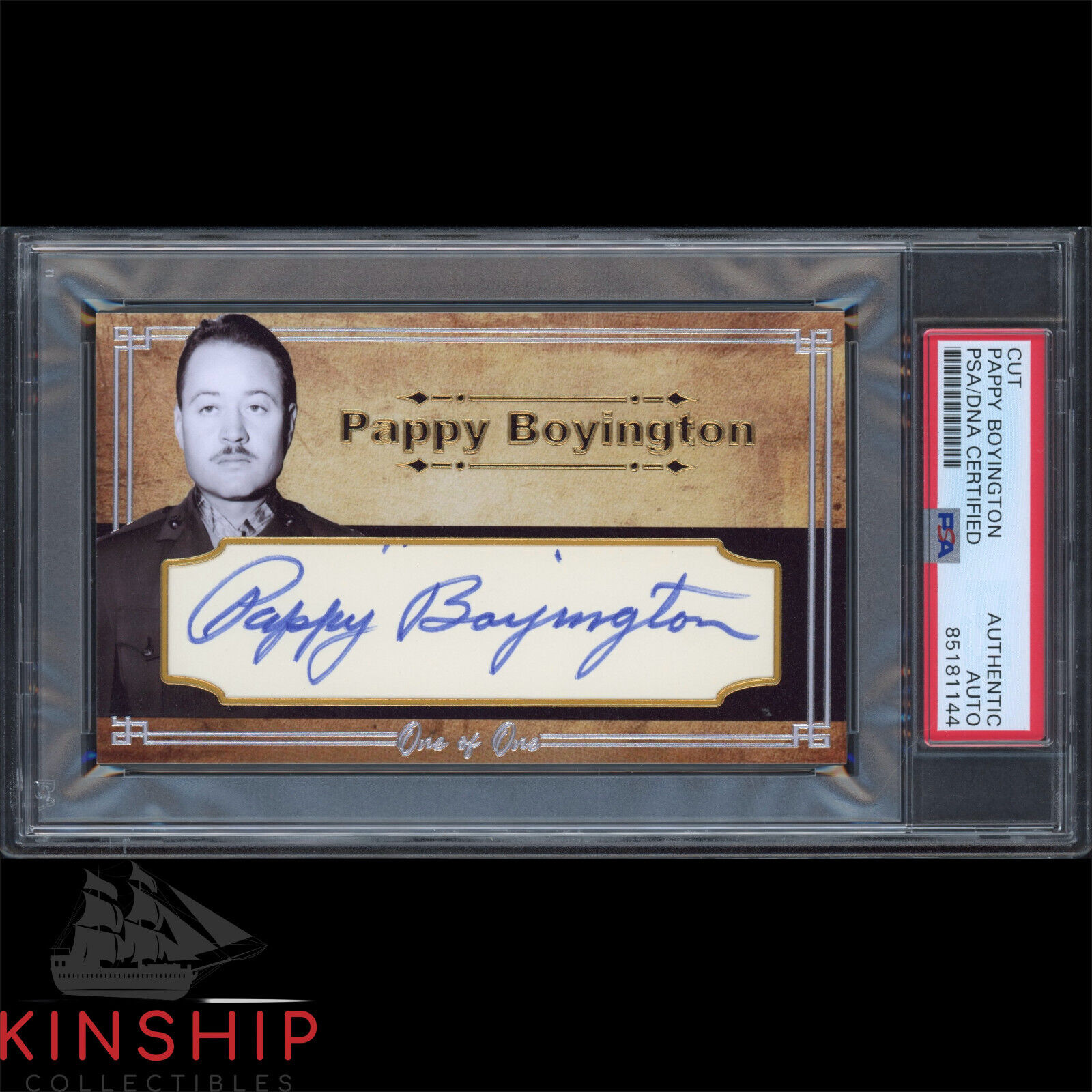 Pappy Boyington signed Cut 3x5 Custom Card PSA DNA Slabbed WWII Pilot Auto C2717