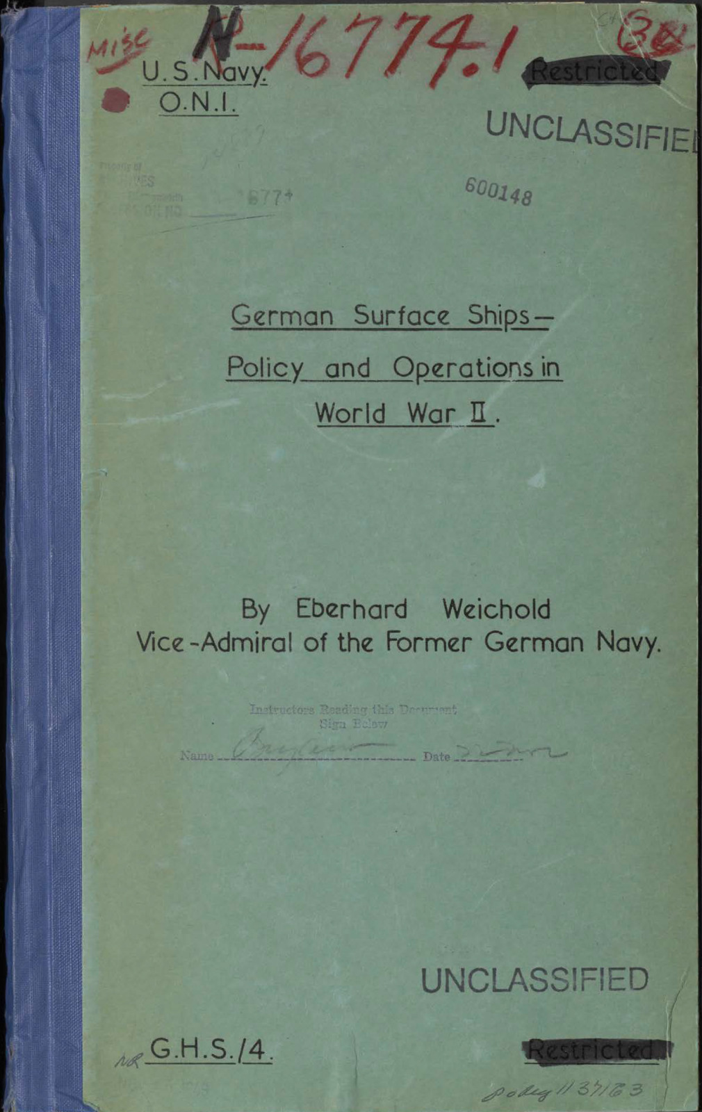 238 Page German Surface Ships Policy and Operations in World War II On Data CD