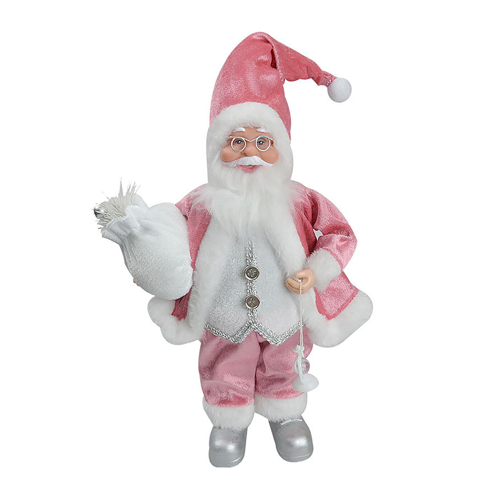 Children's Gifts For Home Christmas Atmosphere. Pink/White Santa Claus Statues