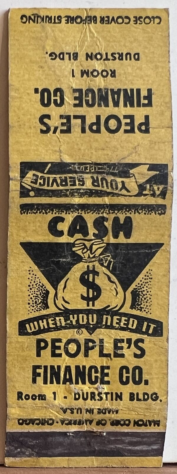 People\'s Finance Company Anaconda MT Montana Vintage Matchbook Cover