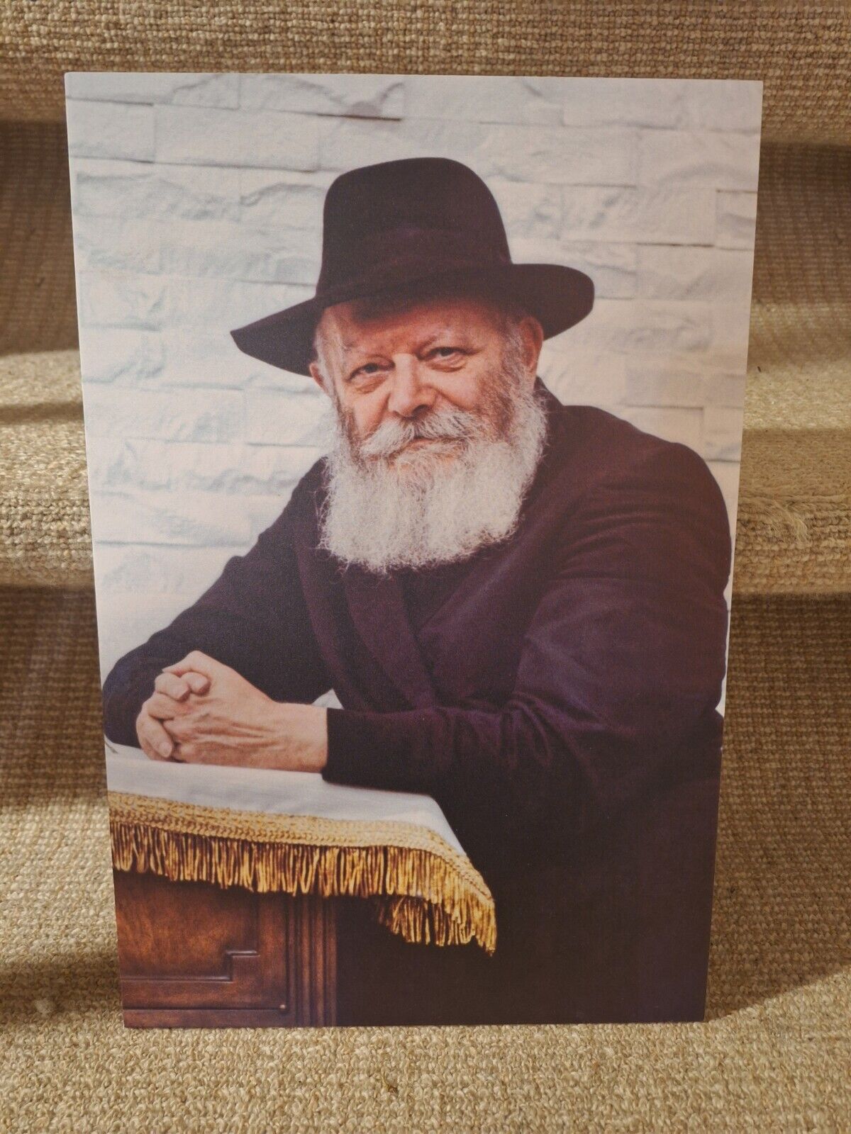 Large Photo on Board Of Menachem Schneerson, the Lubavitch Rebbe, 9.5\
