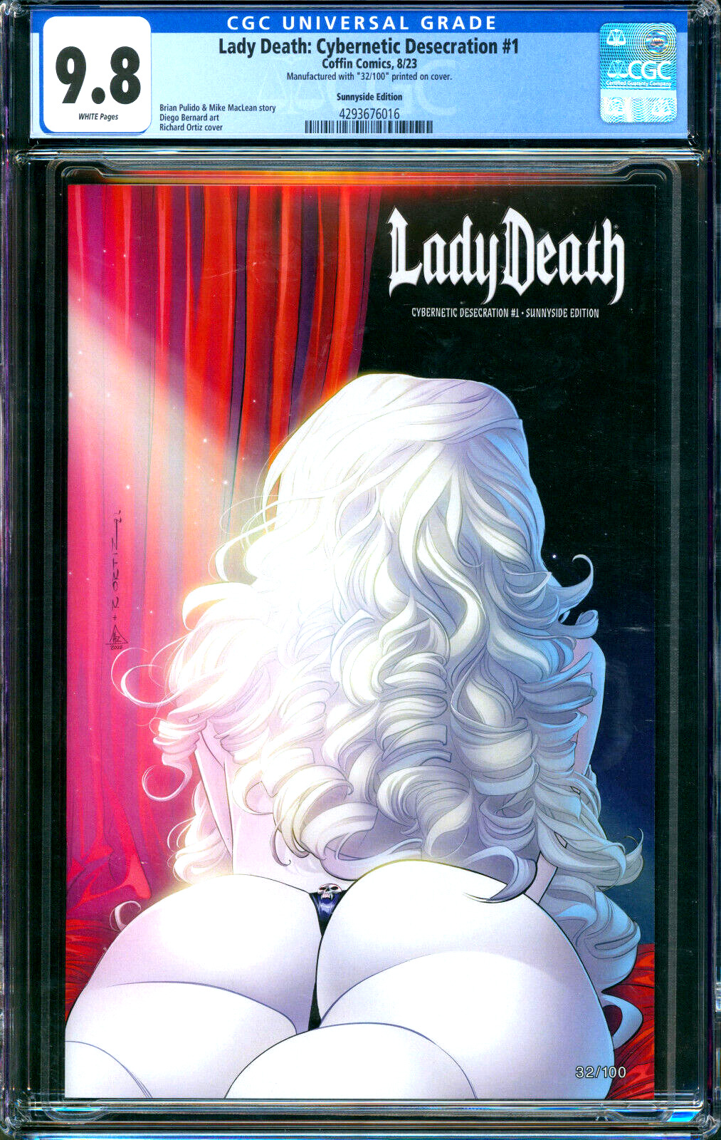 Lady Death Cybernetic Desecration #1 Ortiz Sunnyside Ed. Coffin CGC 9.8 /100