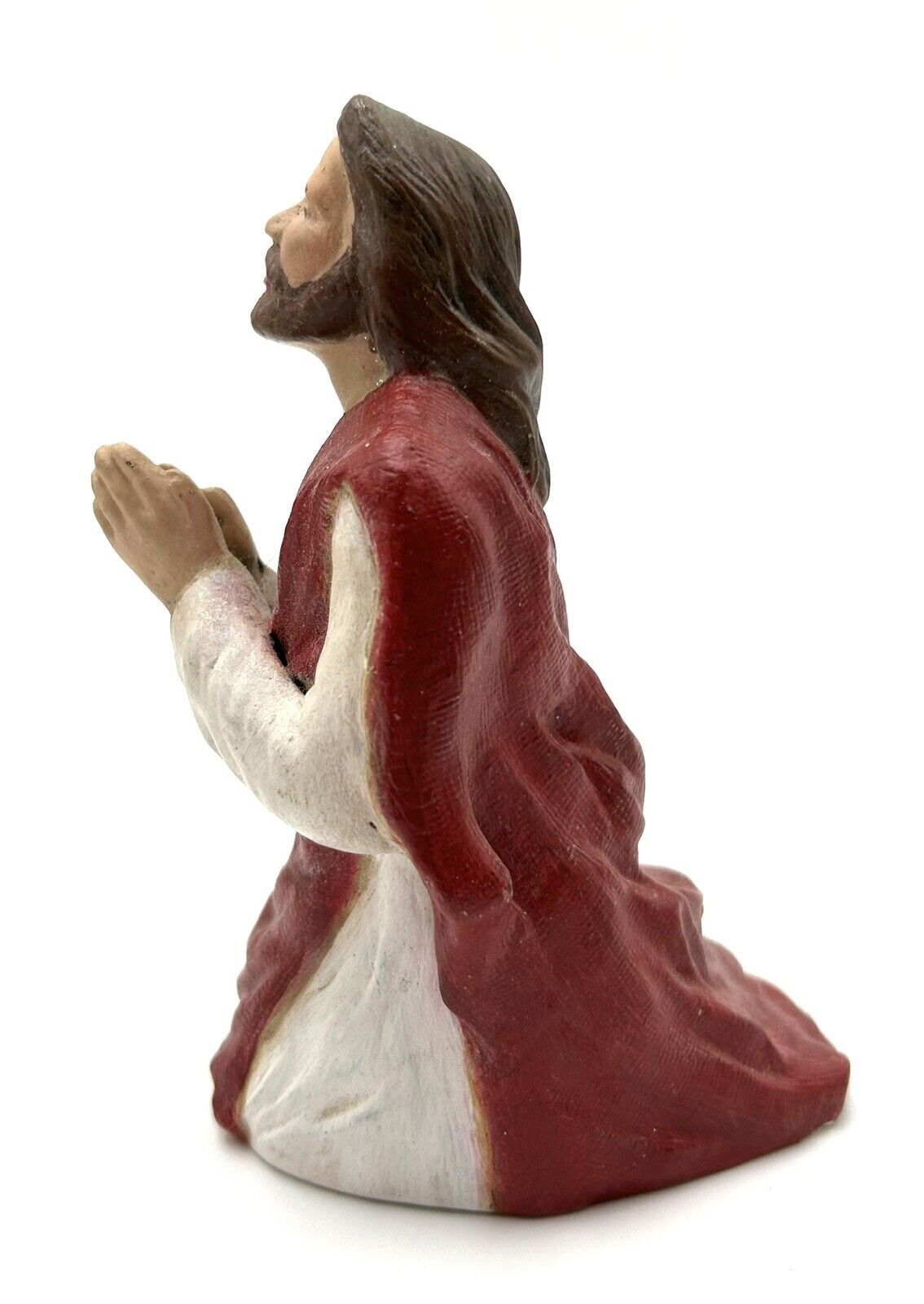 Praying Jesus Ceramic Statue Handpainted 5” Tall
