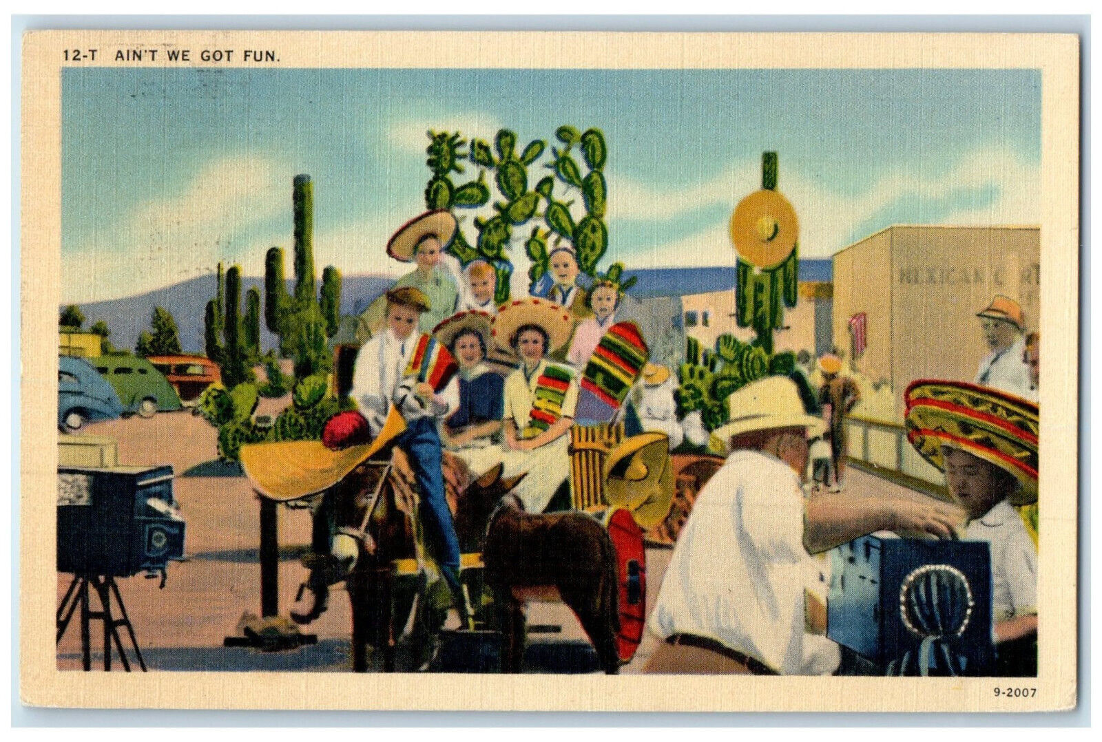 c1930's Ain't We Got Fun Taking Photo Camera Tijuana Mexico Tourist Postcard