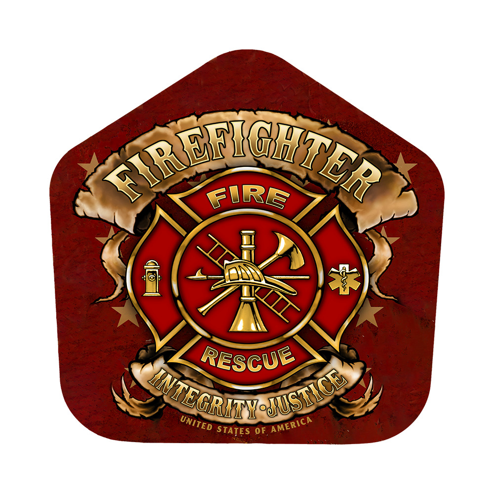 Firefighter Fire & Rescue Maltese Cross Metal Firefighting Shield Free S/H