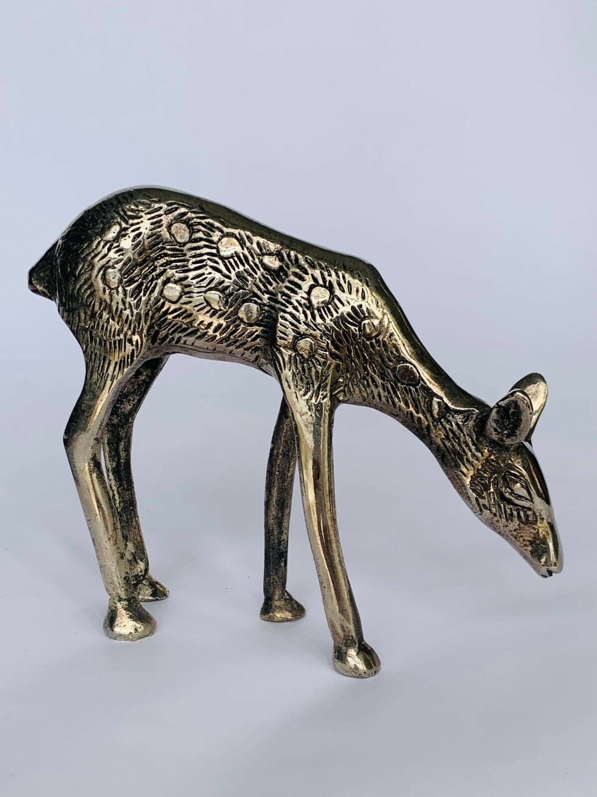 Heavy Vintage Silver Plated Collectible Figure Statue Deer Home Decor h 5\
