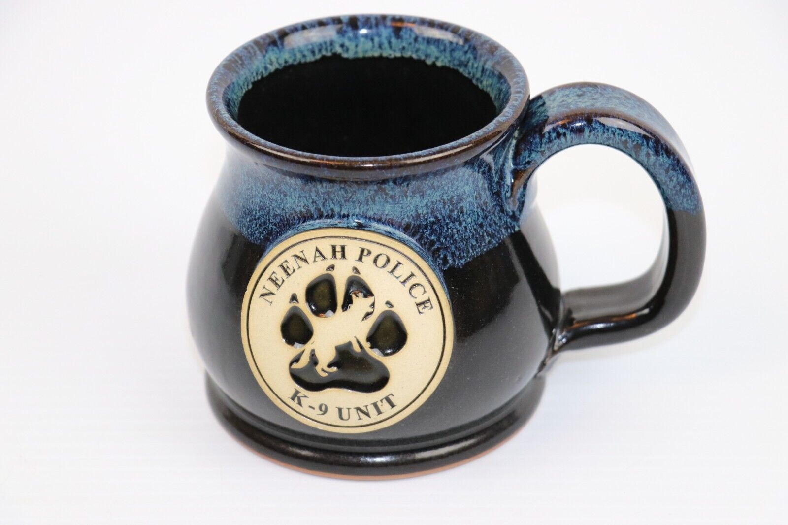 Sunset Hill Stoneware Neenah Police K-9 Unit Coffee Mug Cup USA Blue Wisconsin