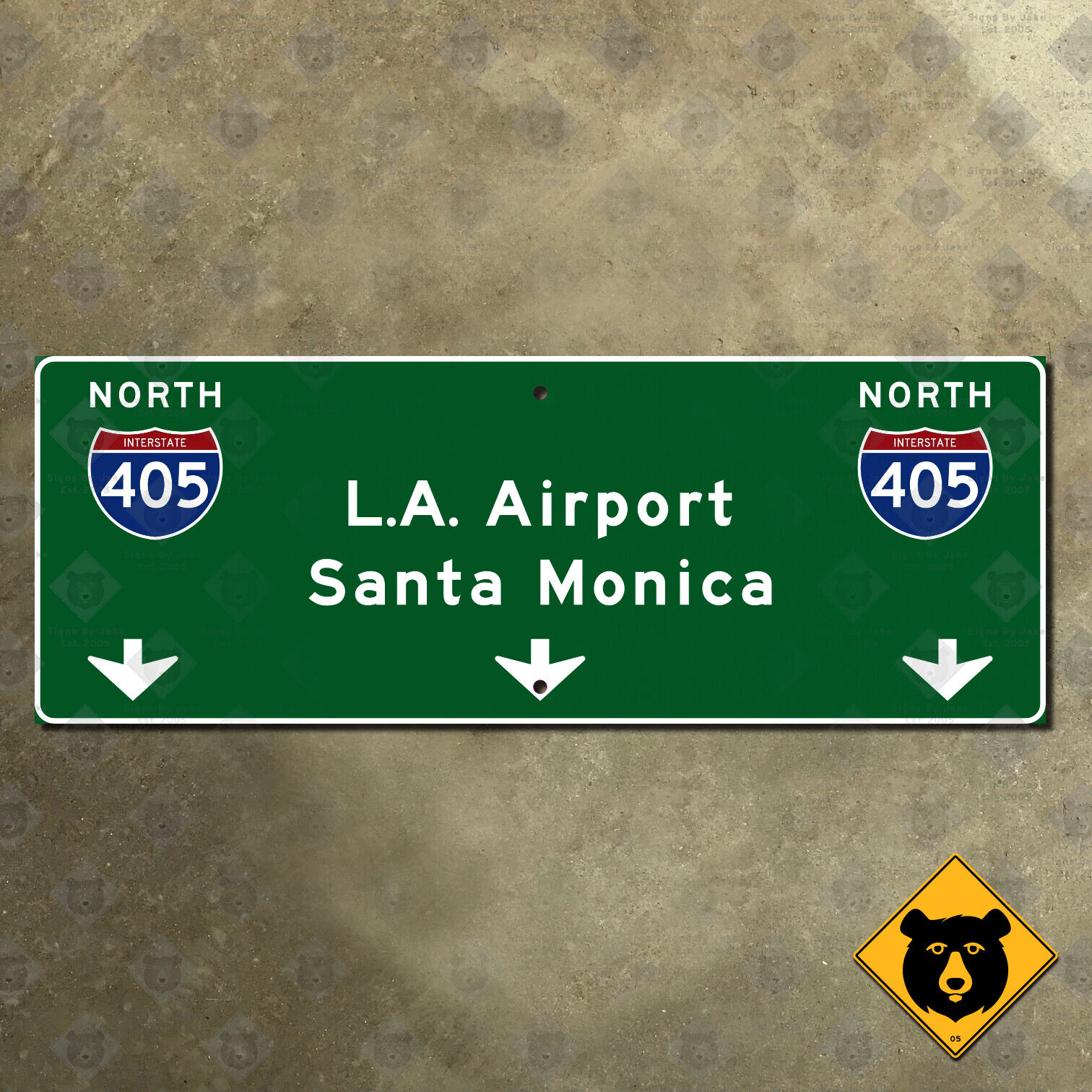 California Interstate 405 LA Airport LAX Santa Monica highway road sign 27x10
