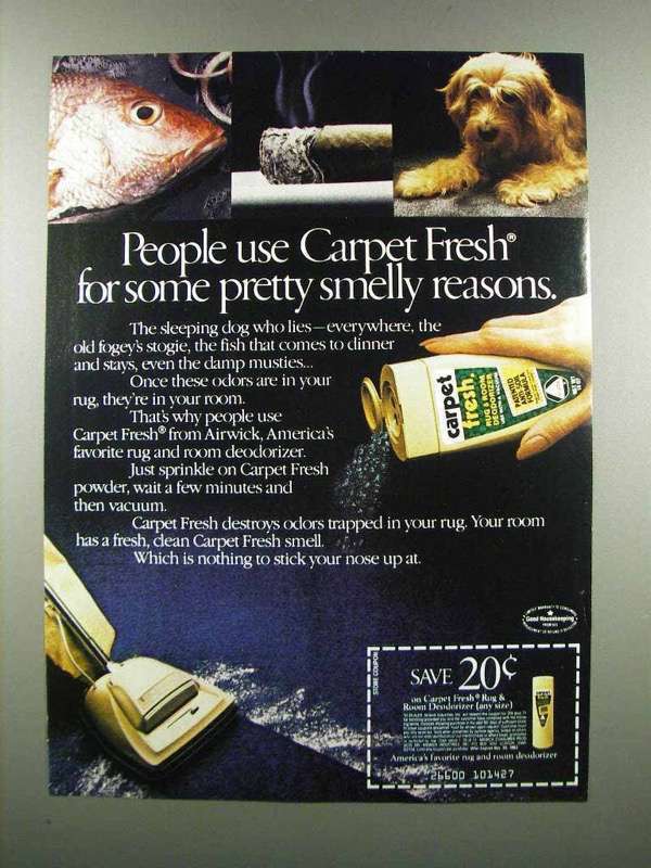 1983 Airwick Carpet Fresh Ad - Pretty Smelly Reasons