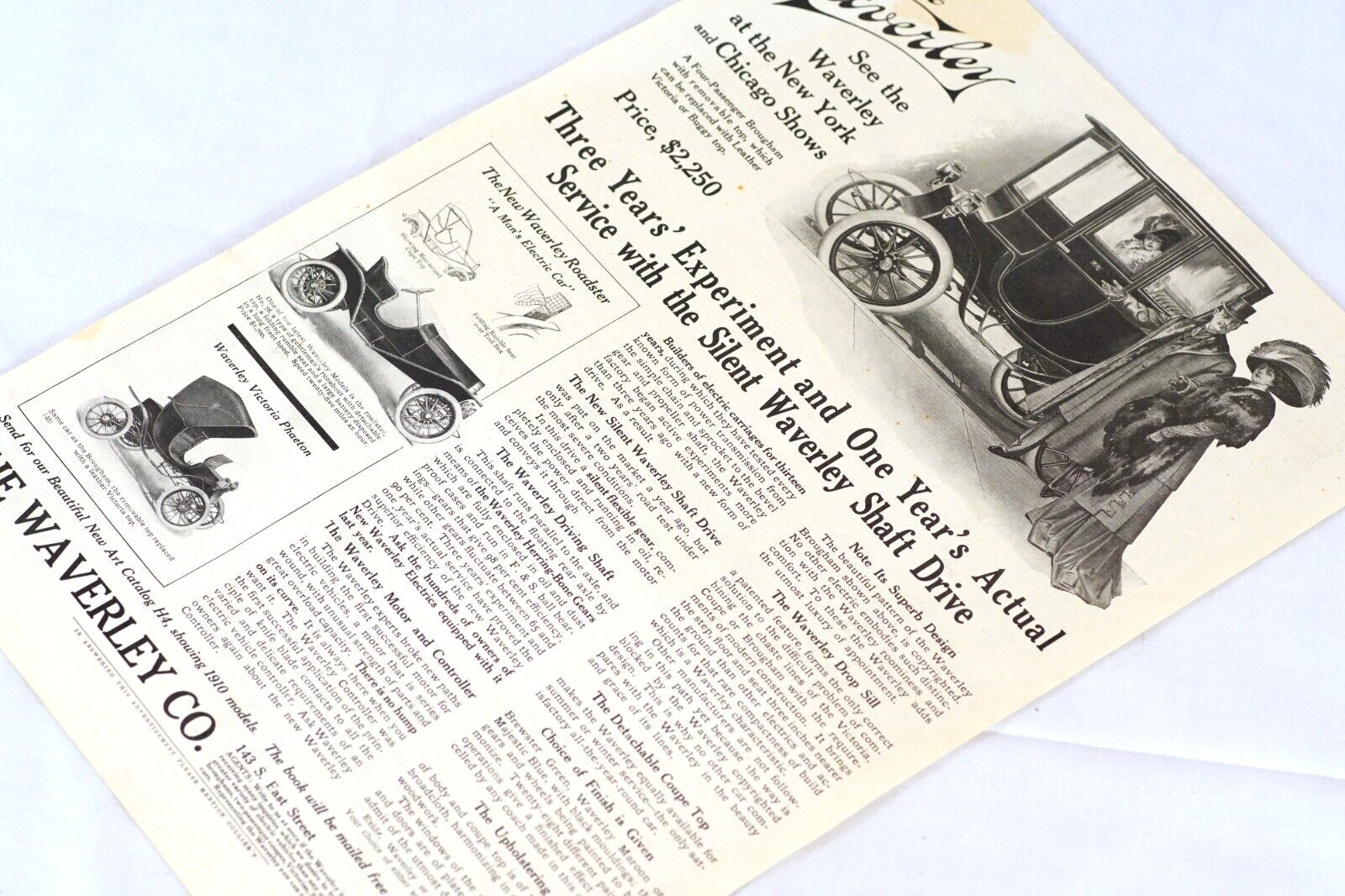 1910 Silent Waverley Roadster & Brougham Automobiles 1909 FP Advertisement