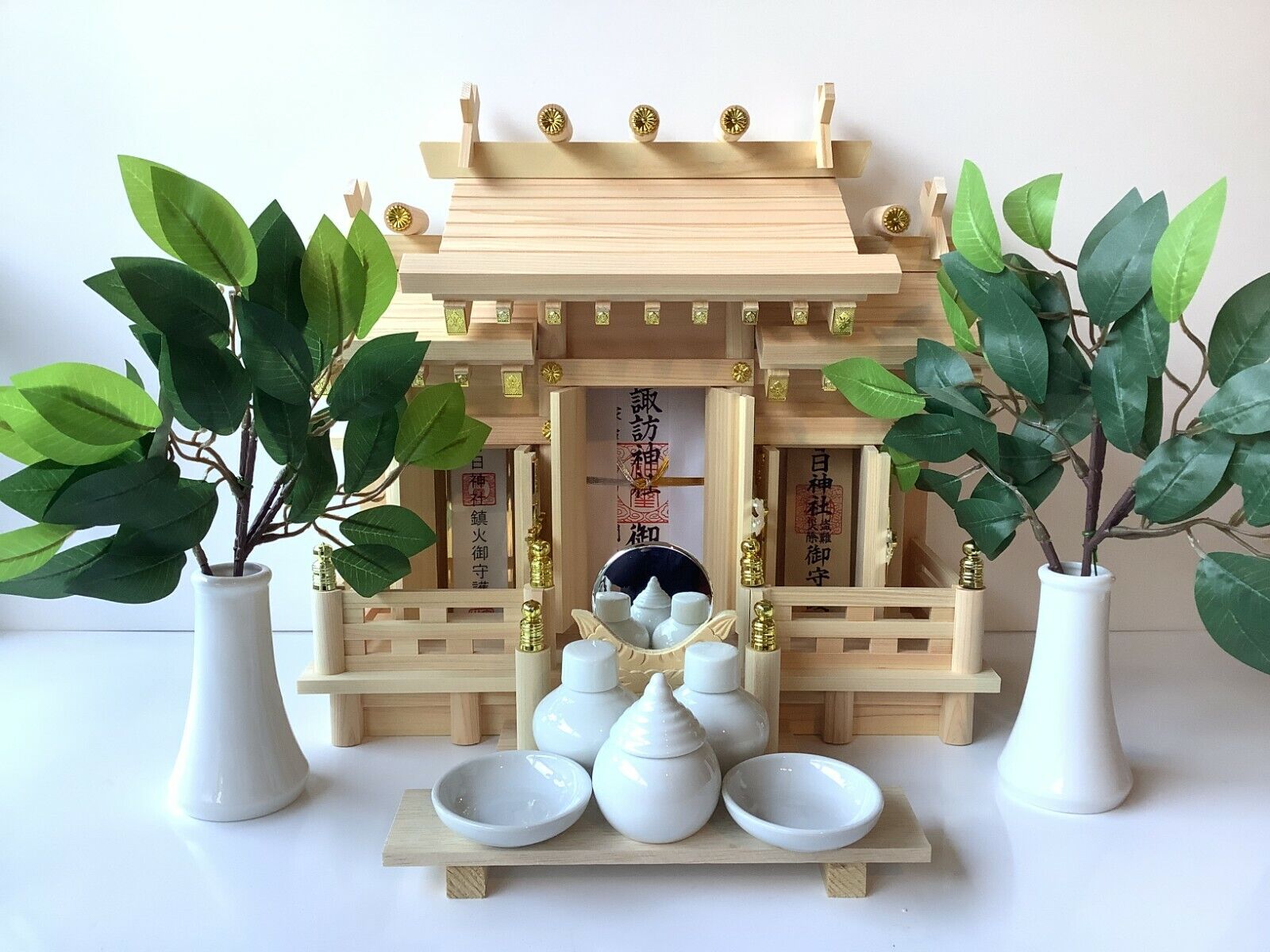 KAMIDANA household shelf. shinto altar miniature shrine ornament god OFUDA ×3 ..