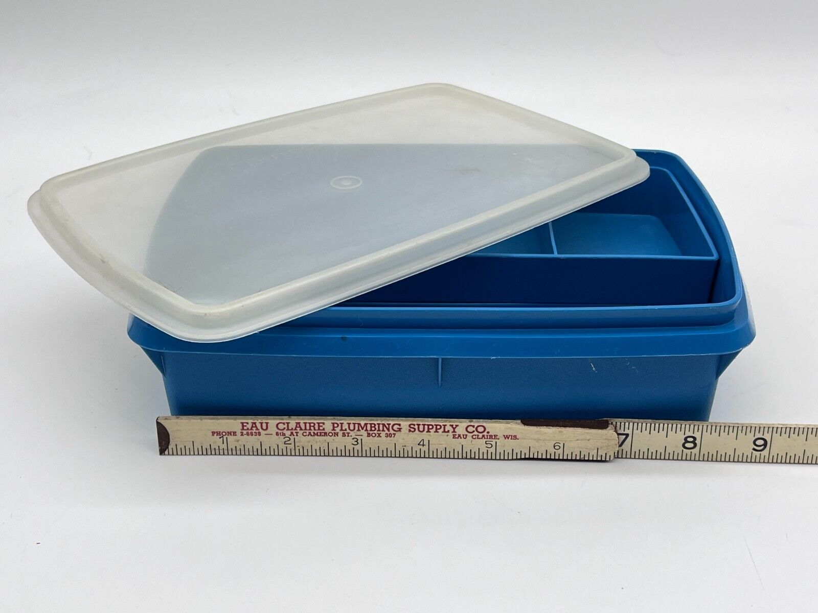 Vintage Tuppercraft Tupperware BLUE 767 Stow-N-Go Craft Storage Hobby Case Box
