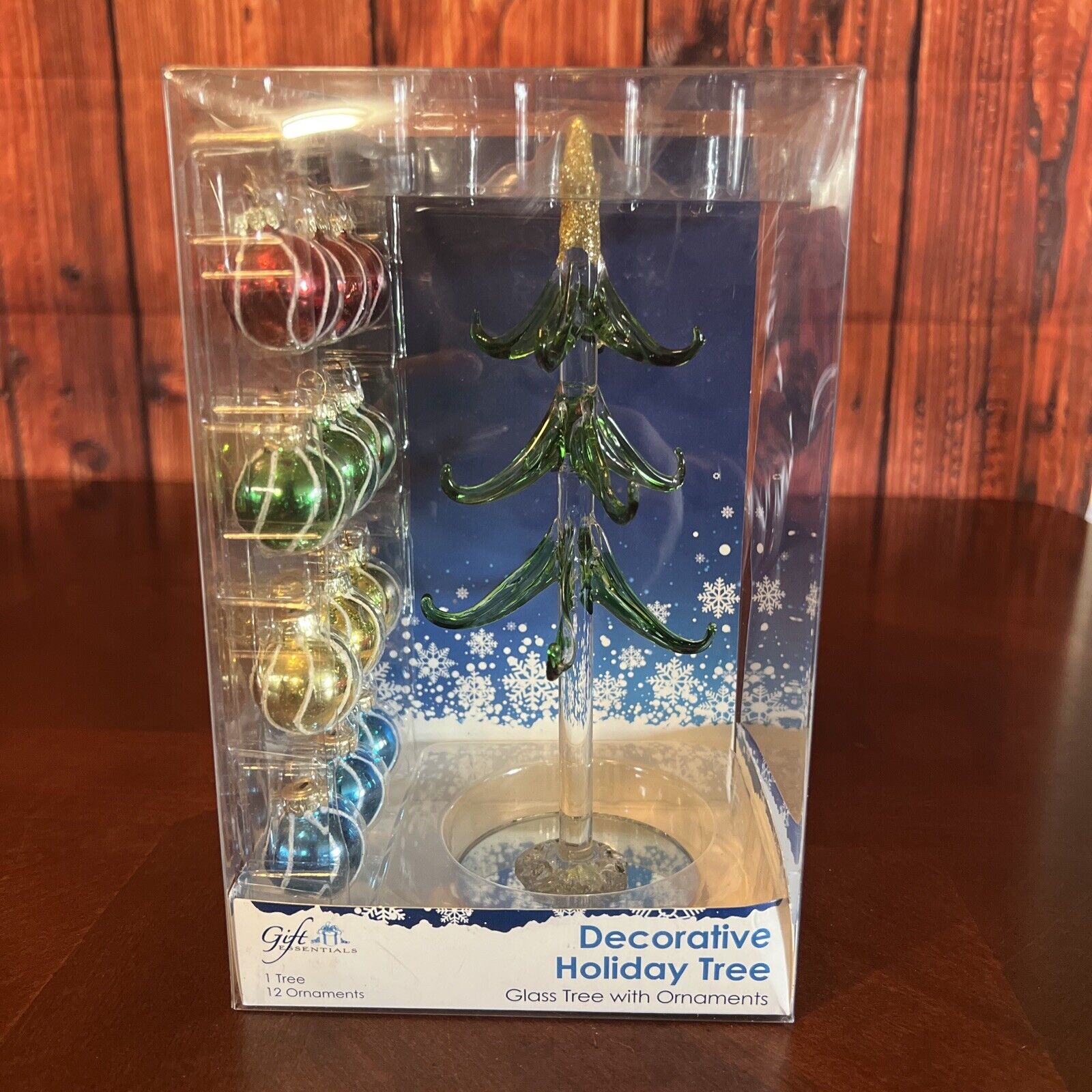 Blown Glass Christmas Tree w/ 12 Ornaments NIB Gift Essentials Holidays