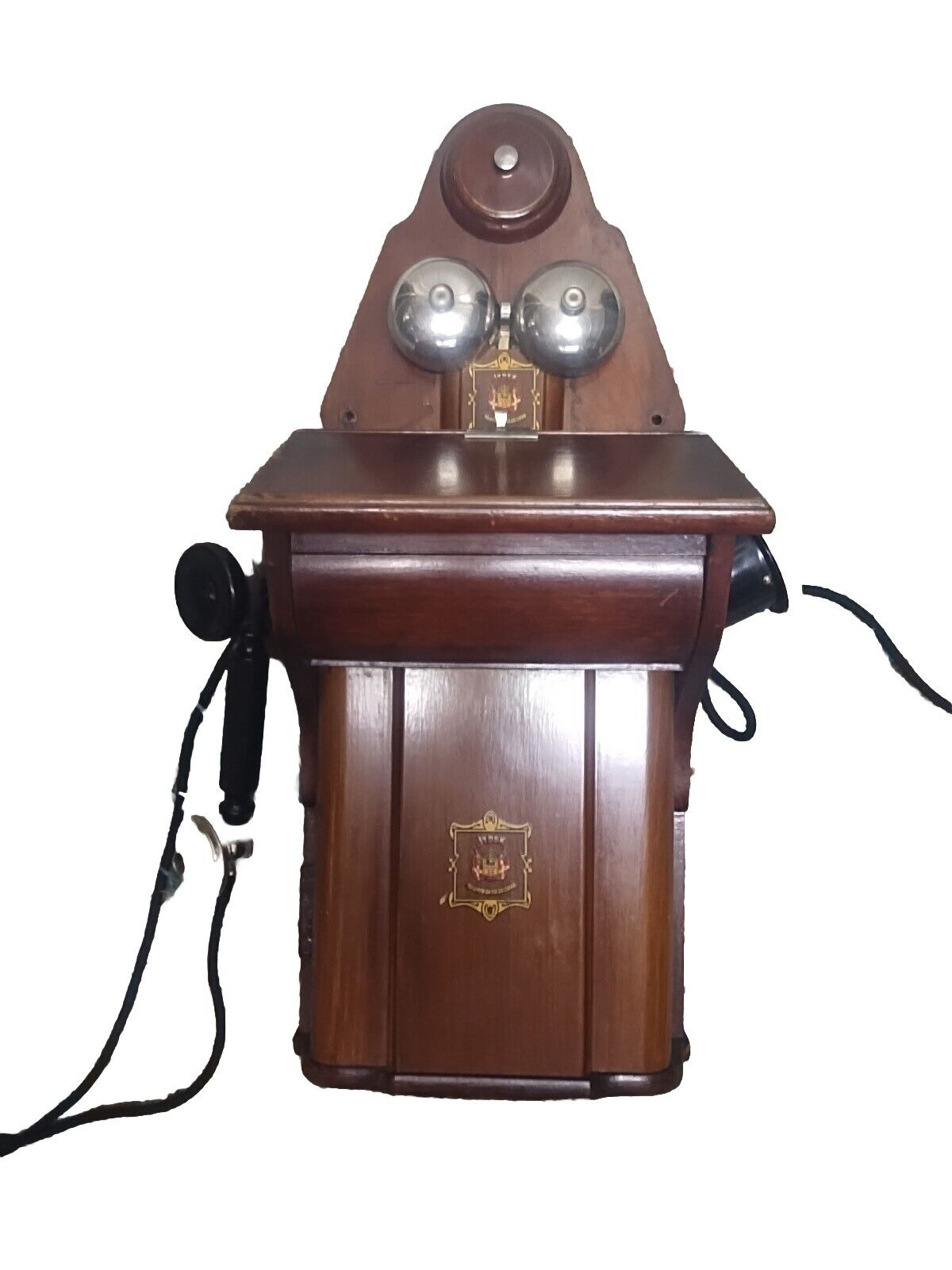 JYDSK Antique Wooden Wall Phone Telefon Aktieselskab Norway Working Phone Rare