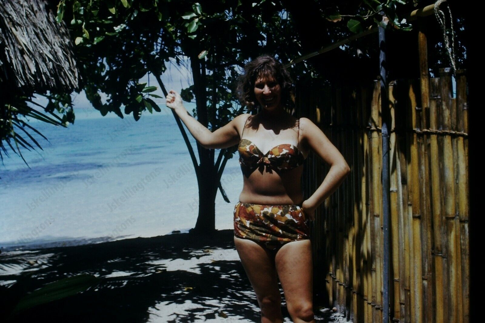 1960s woman in bikini candid Original 35mm SLIDE Hb4