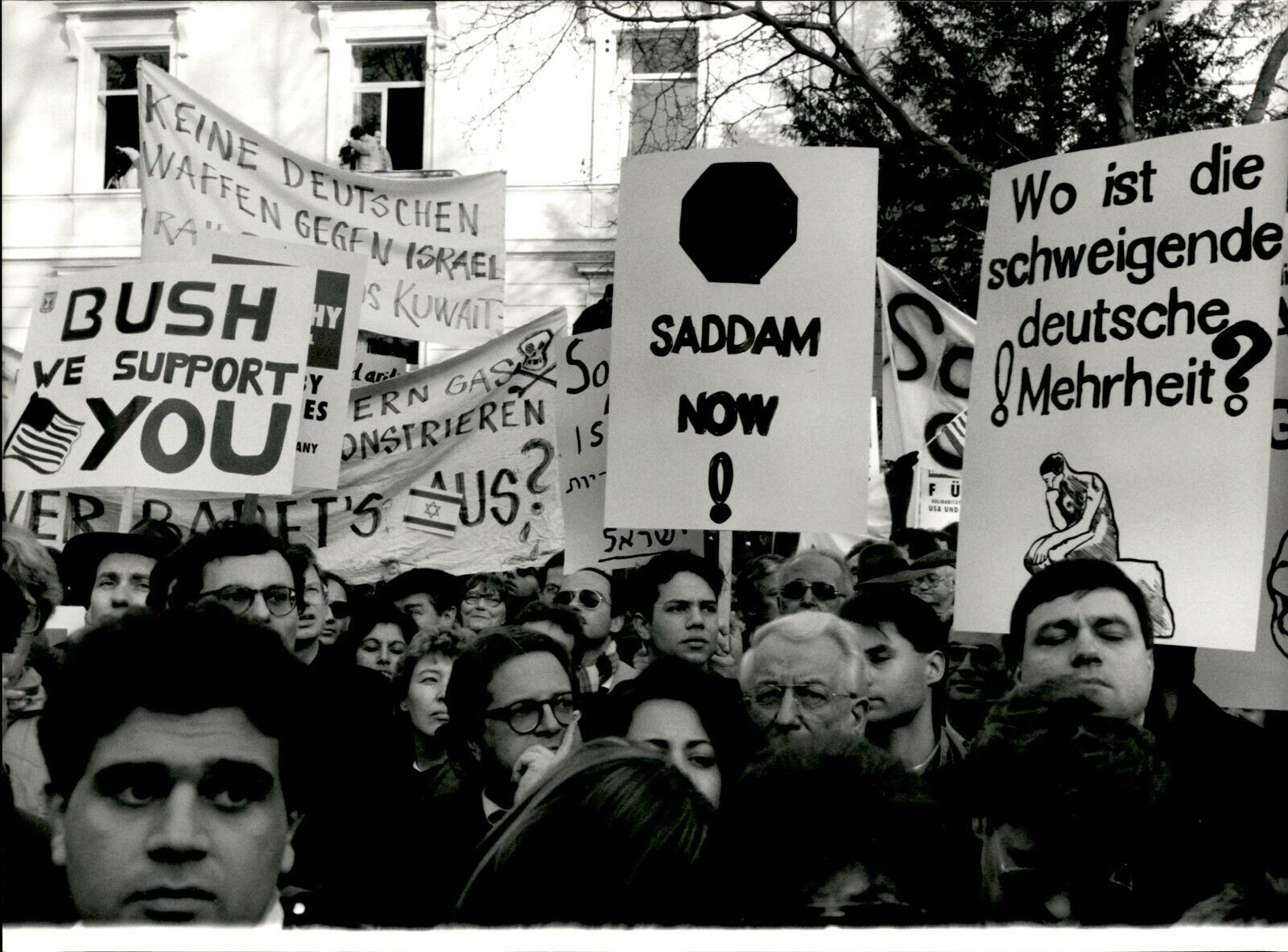 LV11 1991 Orig Photo FRANKFURT JEWISH COMMUNITY SOLIDARITY WITH US DEMONSTRATION