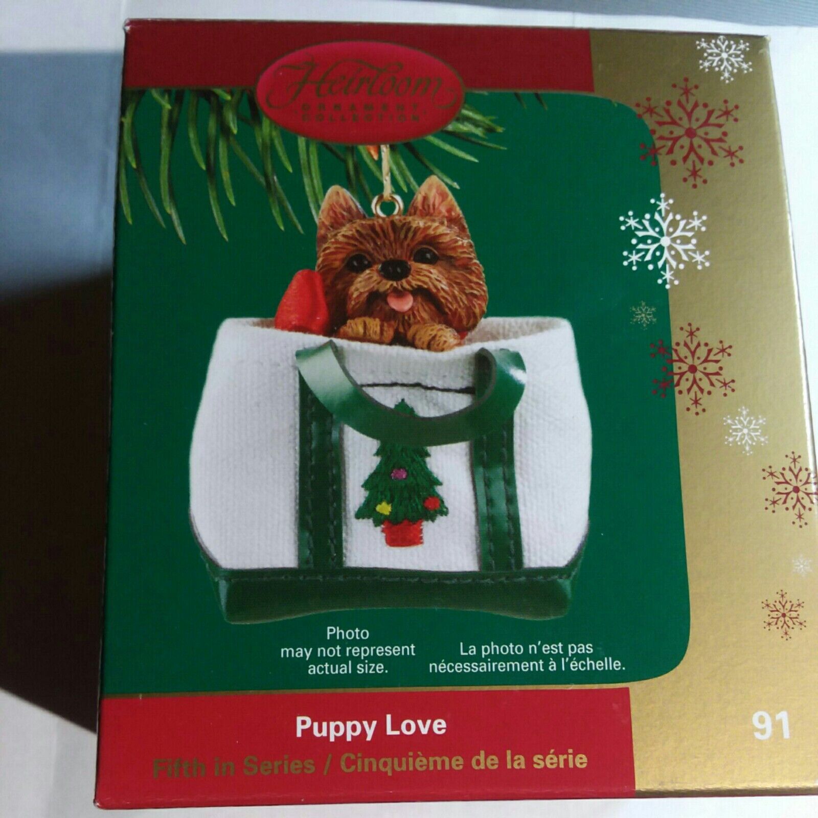 2005 Carlton Heirloom Christmas Ornament Puppy Love Terrier Pup 5th in seri DV98