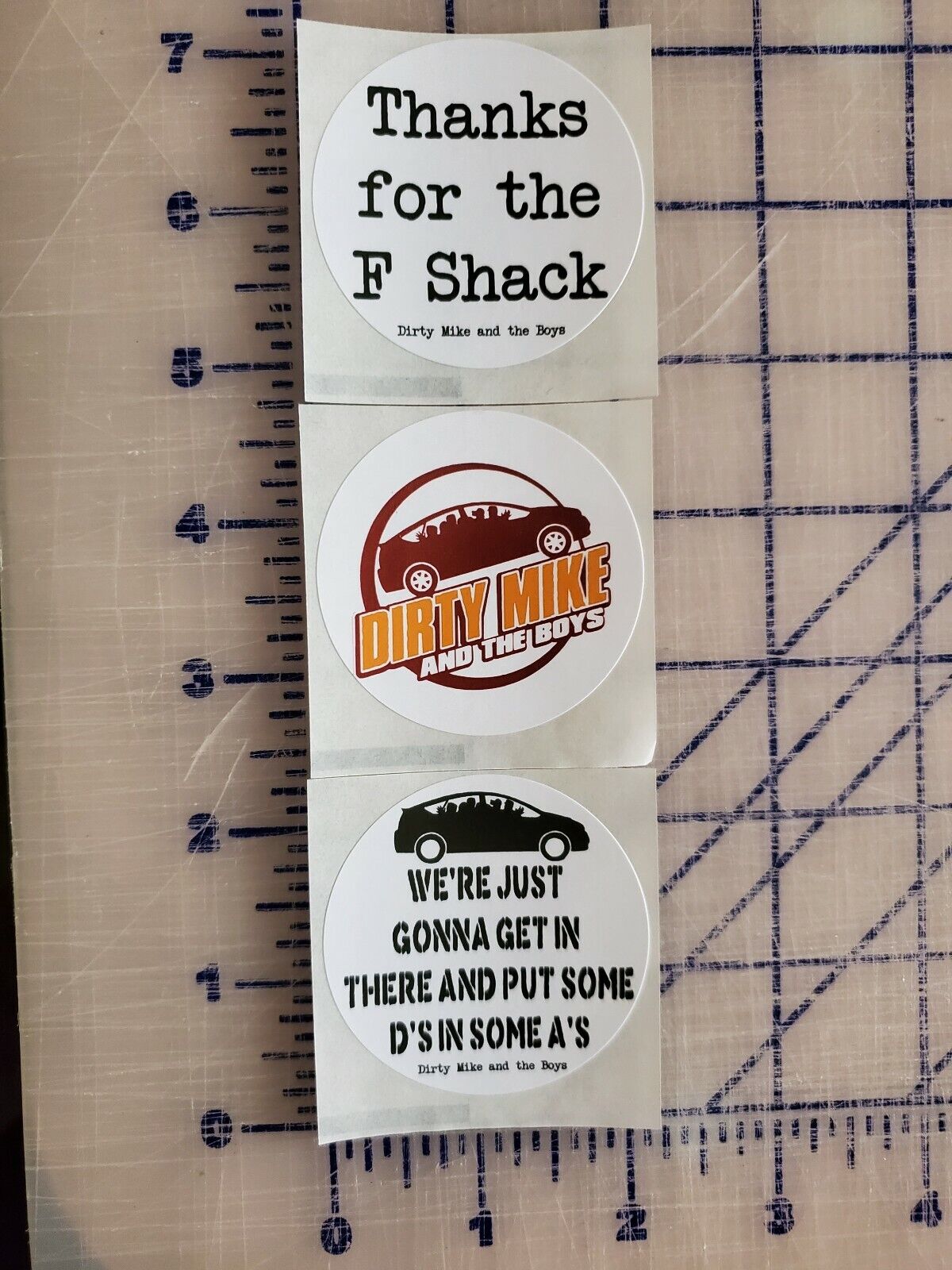 Dirty Mike and the Boys F Shack other guys paper sticker label funny 3 pack