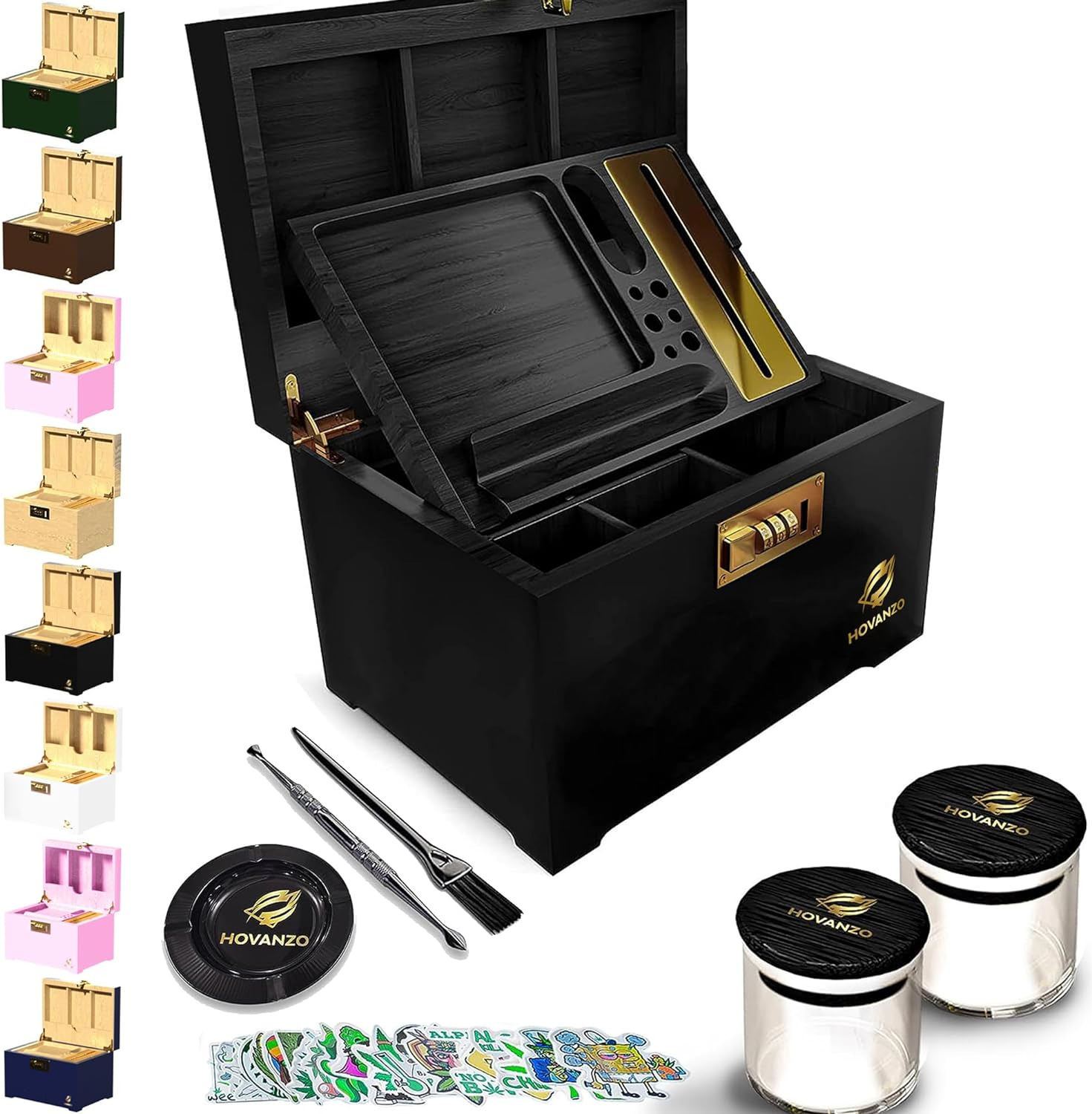 Premium Large Stash Box - Smell Proof Stash Box with Rolling Tray - Storage