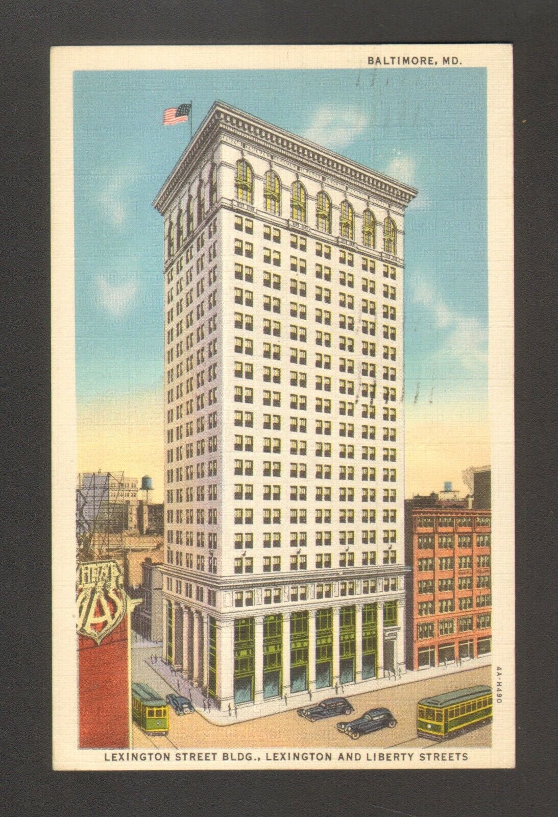 1934 Postmarked Postcard Lexington Street Building Baltimore Maryland MD